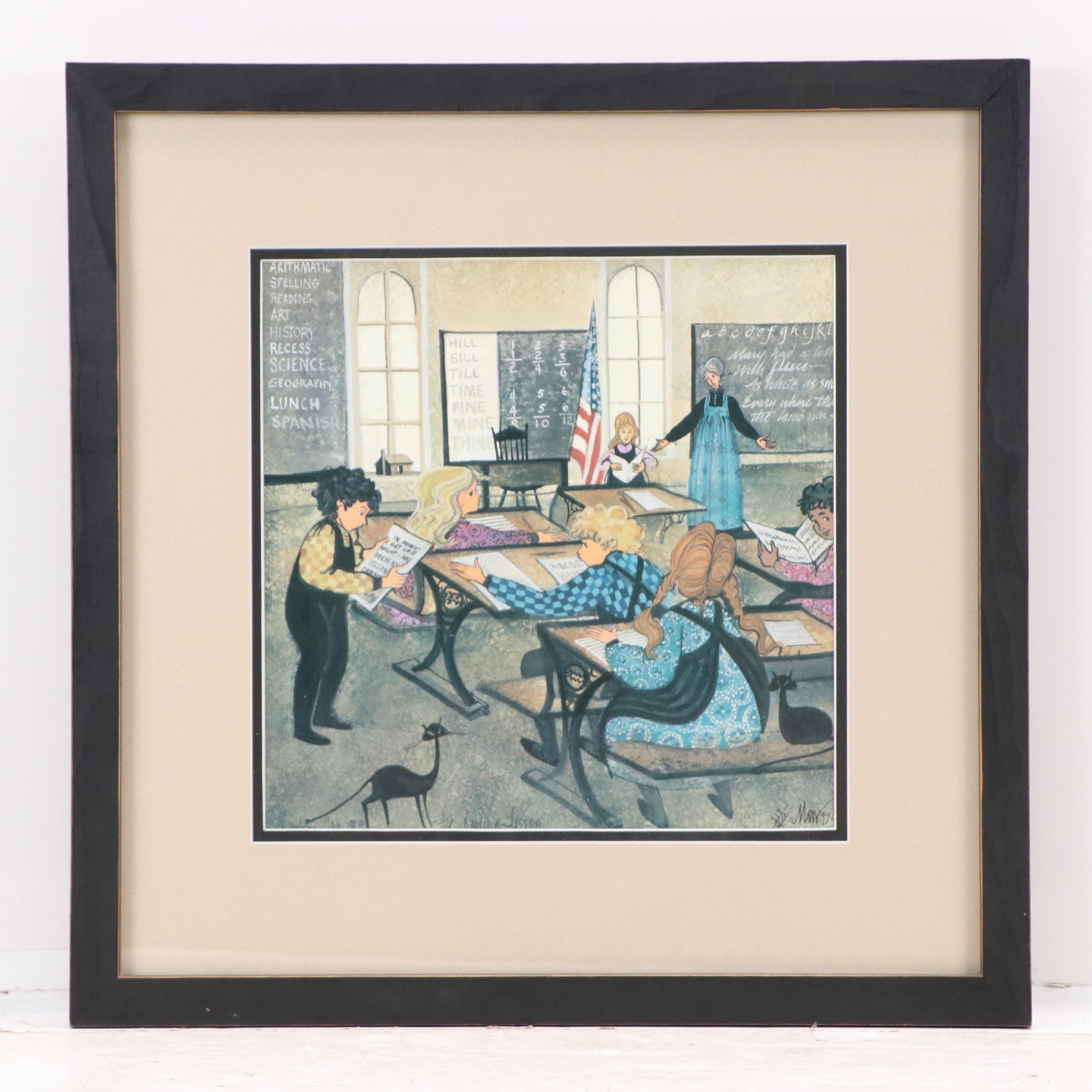 P. Buckley Moss Offset Lithographs "My First Day" and "The Reading Lesson"