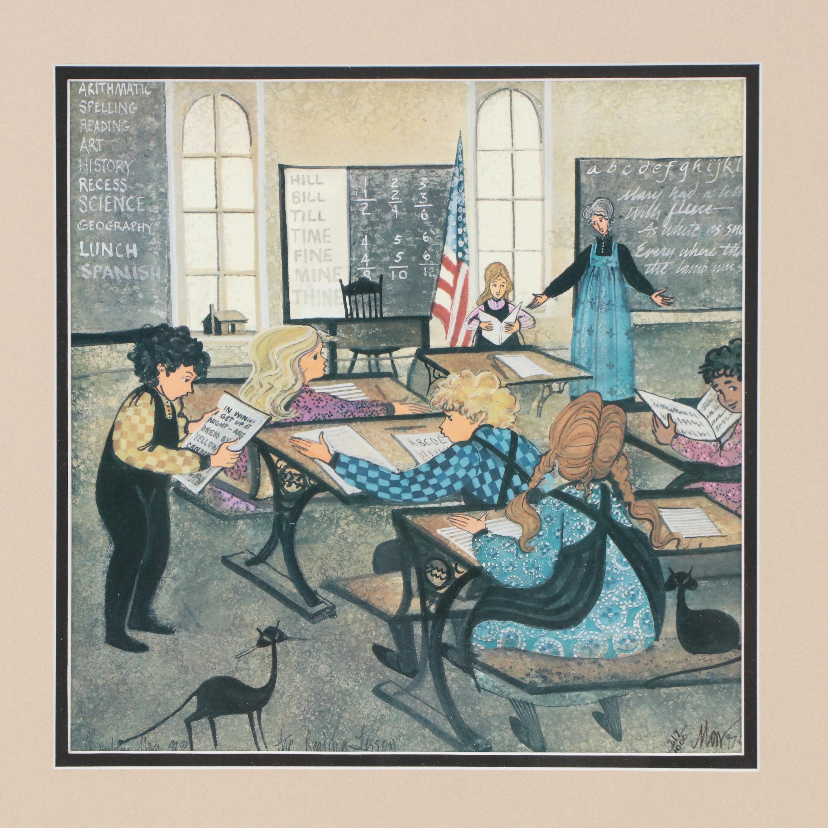 P. Buckley Moss Offset Lithographs "My First Day" and "The Reading Lesson"