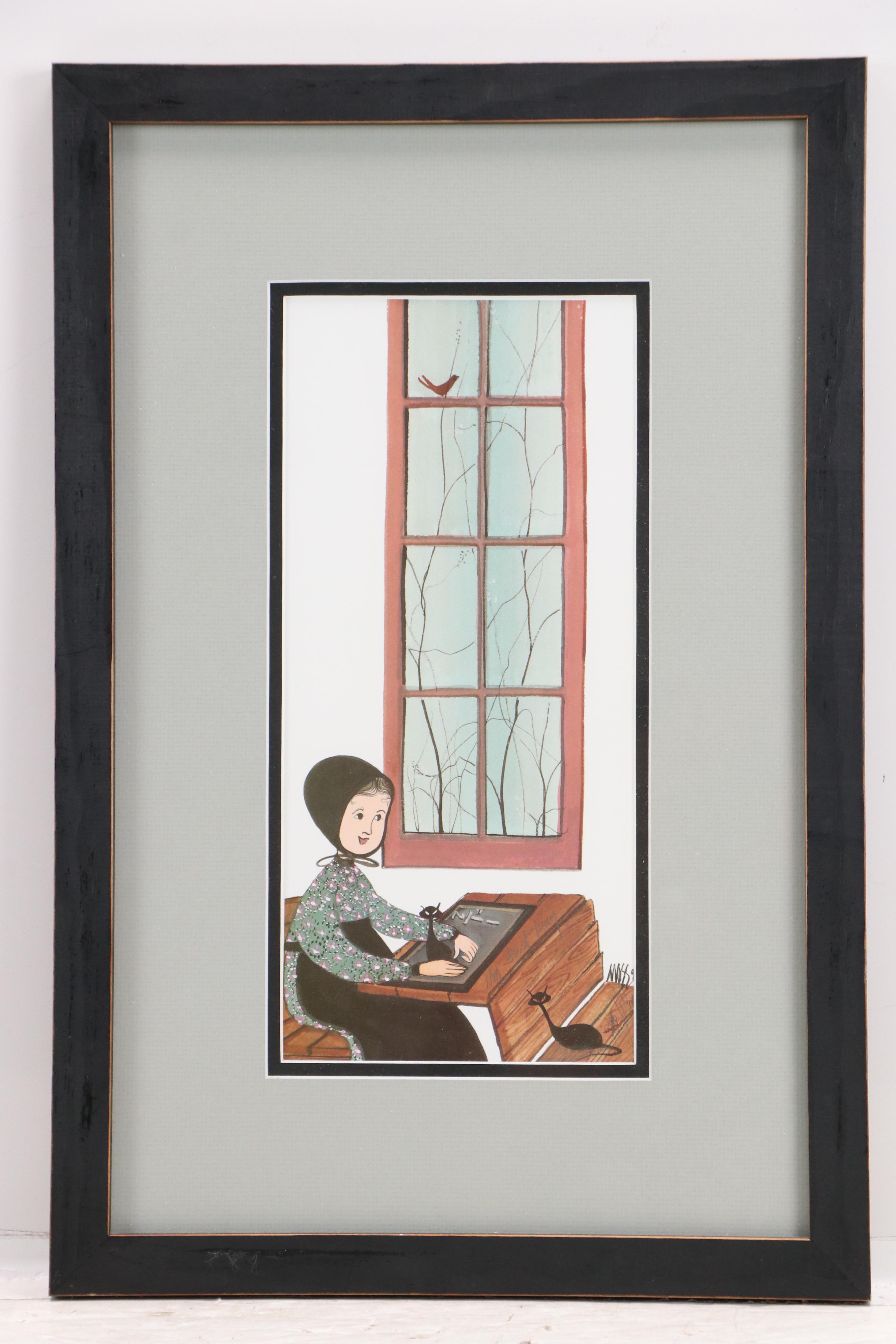 P. Buckley Moss Offset Lithographs "My First Day" and "The Reading Lesson"