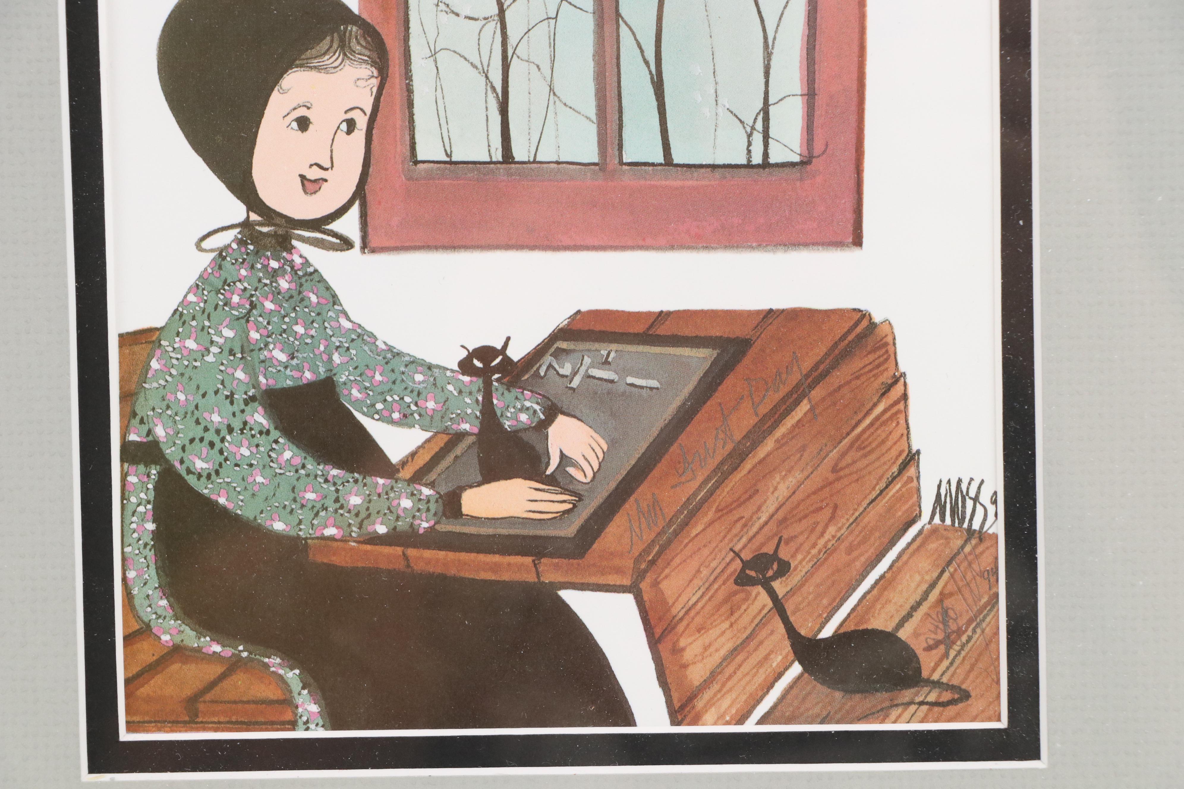 P. Buckley Moss Offset Lithographs "My First Day" and "The Reading Lesson"