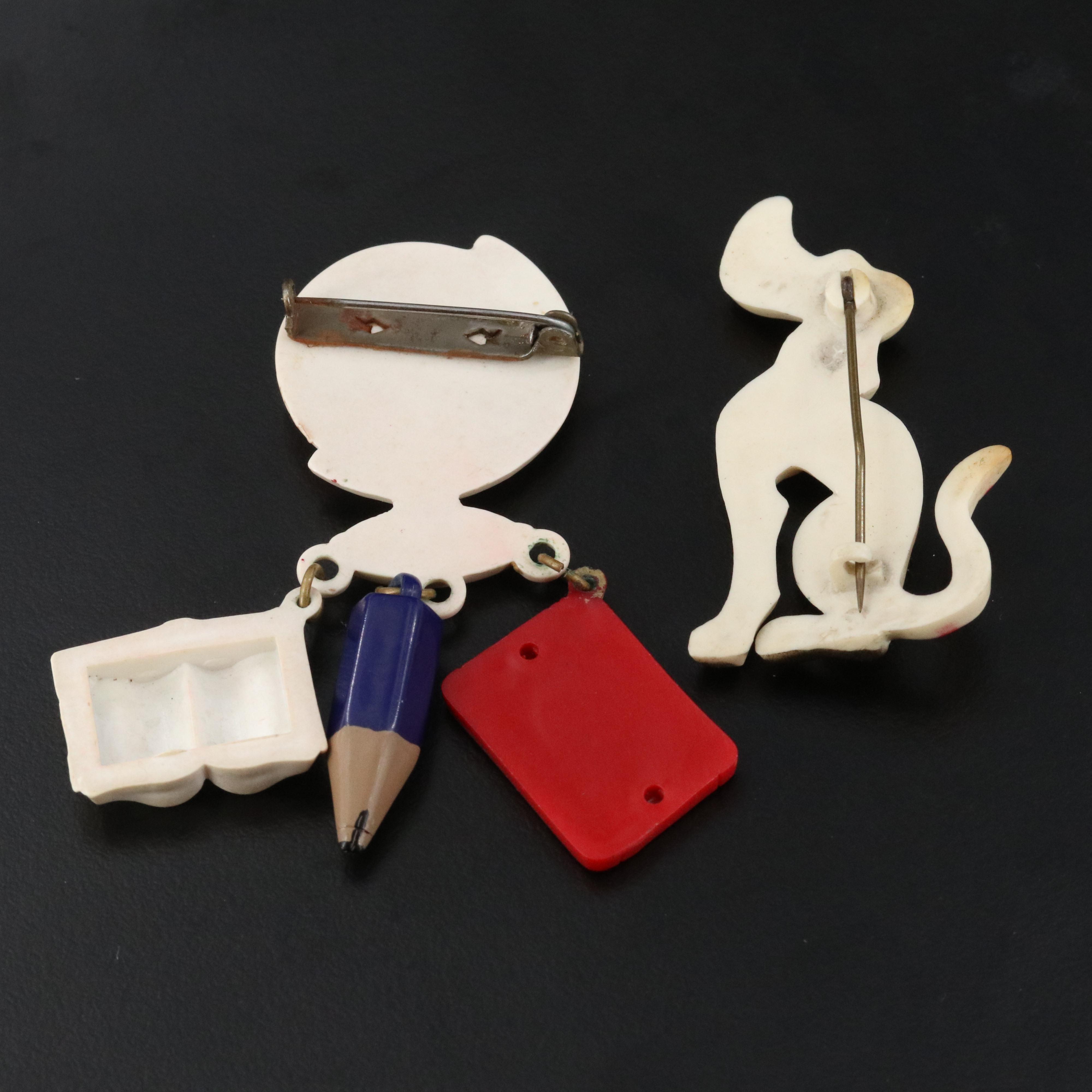 Vintage Early Plastic Brooches