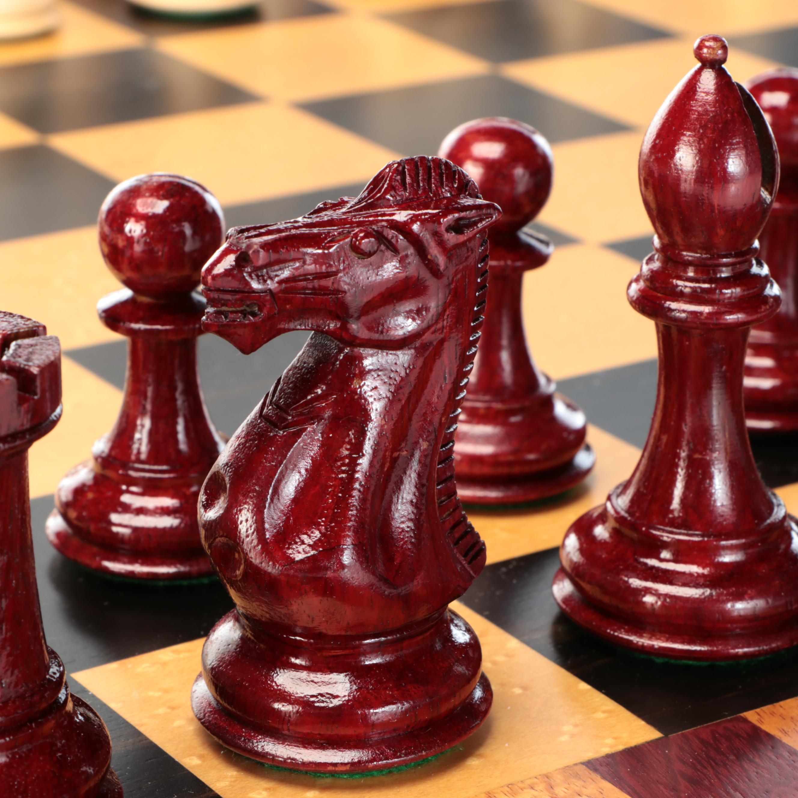 Wood Chessboard with Checker and Chess Pieces