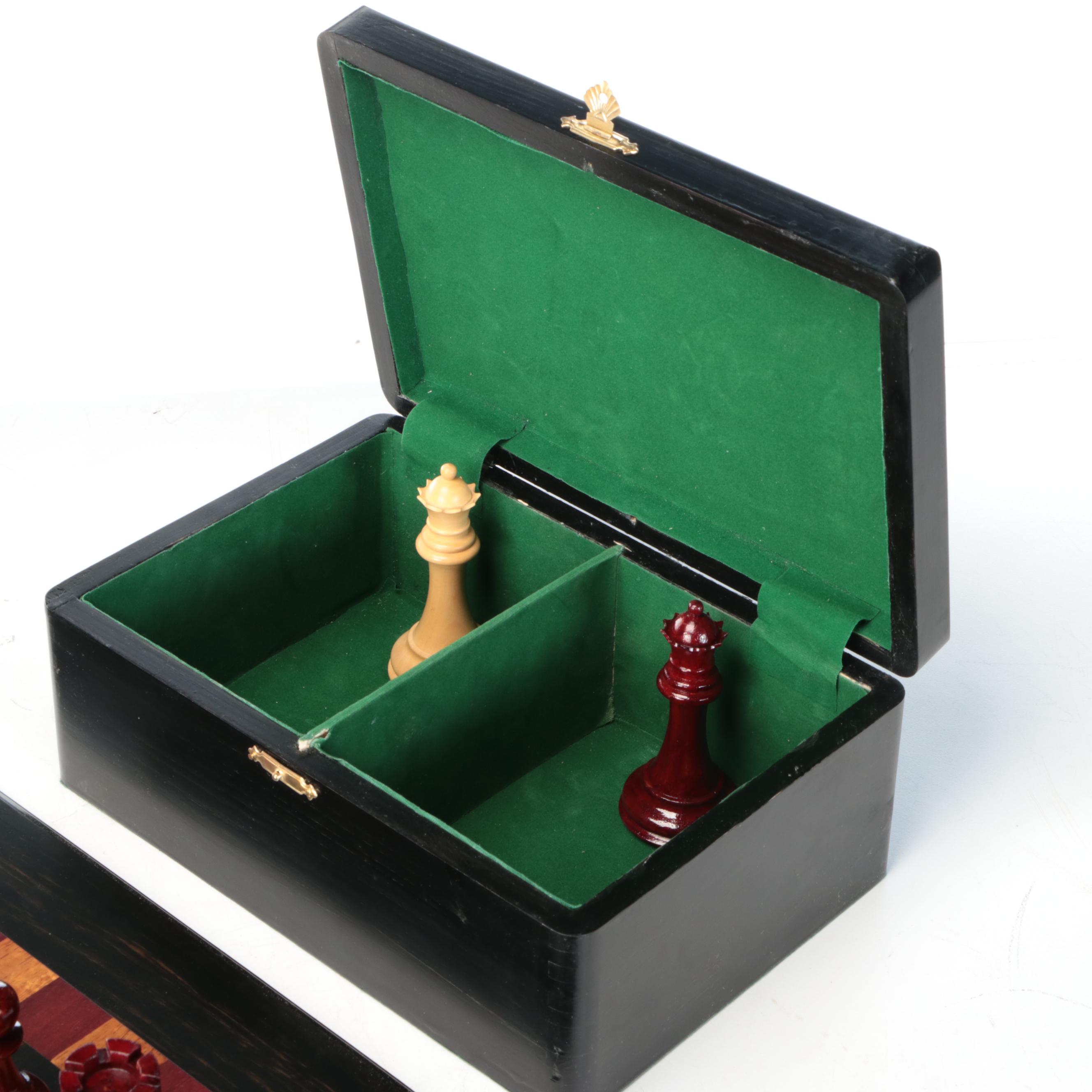 Wood Chessboard with Checker and Chess Pieces