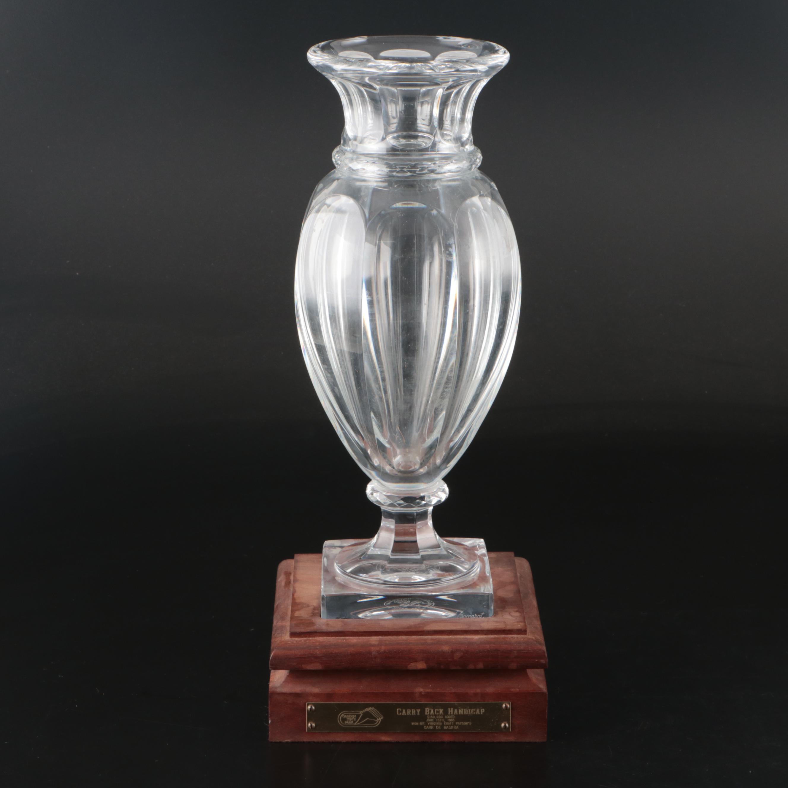 Baccarat "Eurydice" Crystal Vase as Trophy for Carry Back Handicap Race, 1985