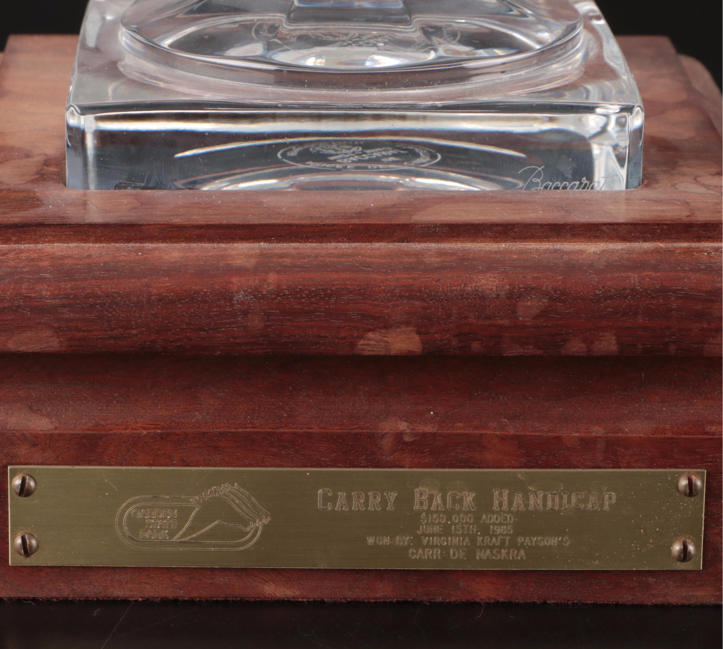 Baccarat "Eurydice" Crystal Vase as Trophy for Carry Back Handicap Race, 1985