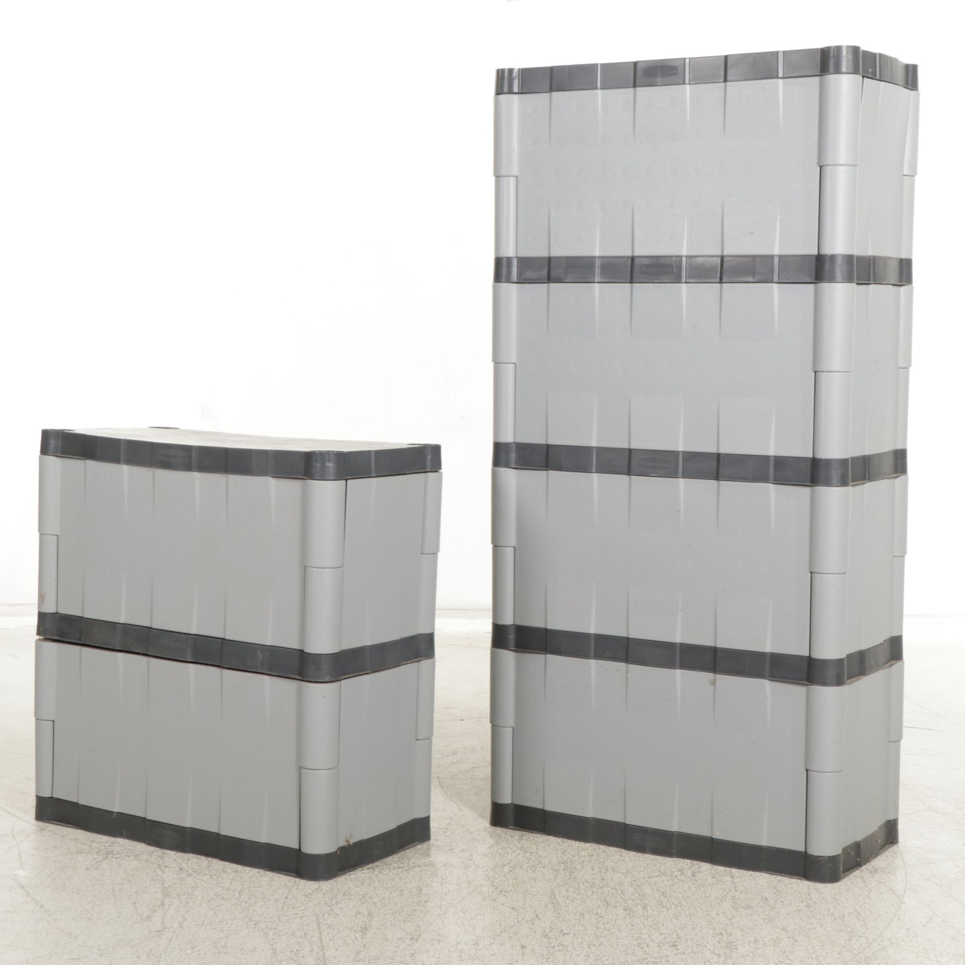 Two Rubbermaid Plastic Storage Cabinets
