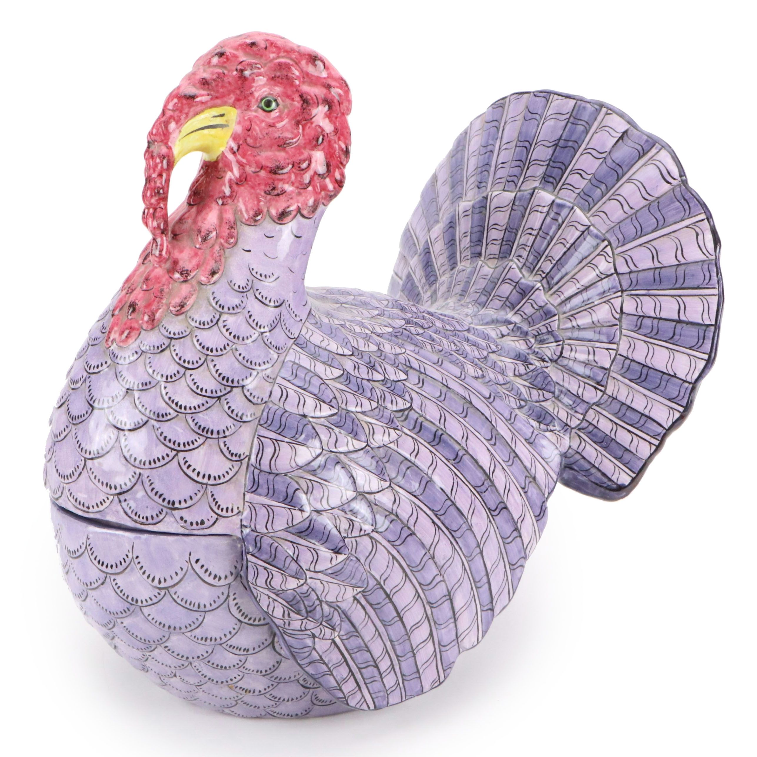 French Hand-Painted Ceramic Figural Turkey Jar