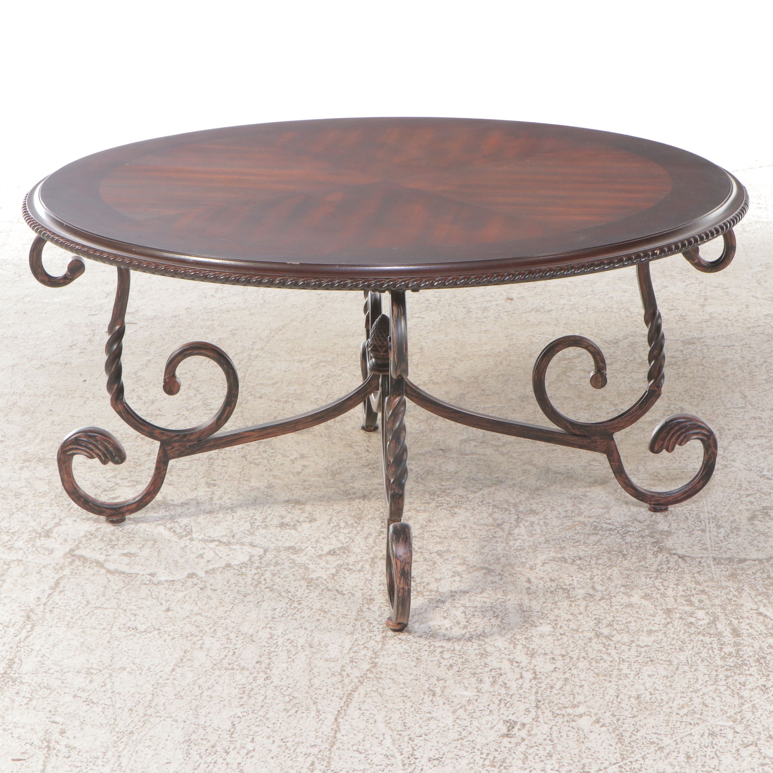 Contemporary Mahogany and Metal Coffee Table, 2012