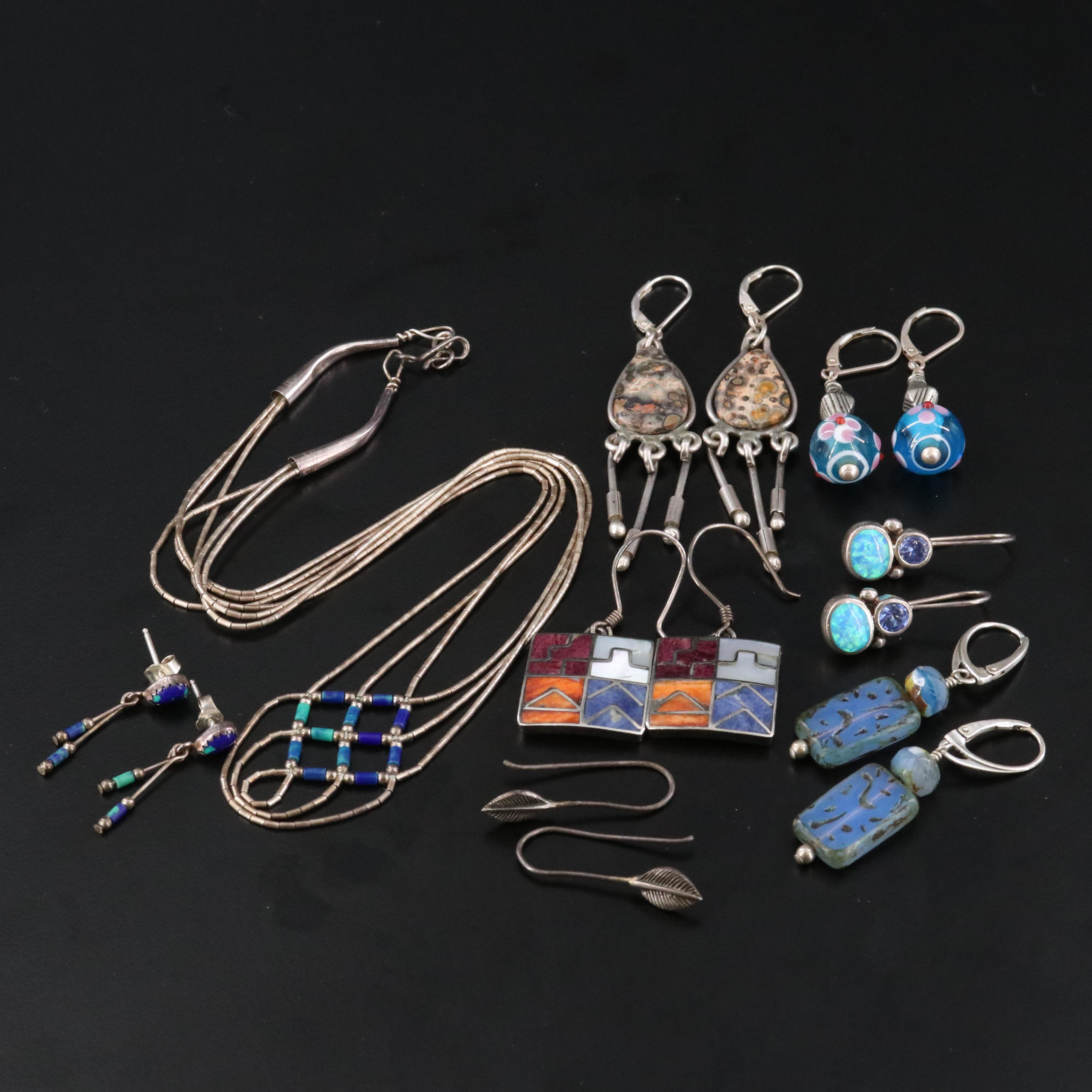 Southwestern Sterling Jewelry Collection Featuring Jasper, Spiny Oyster and Opal
