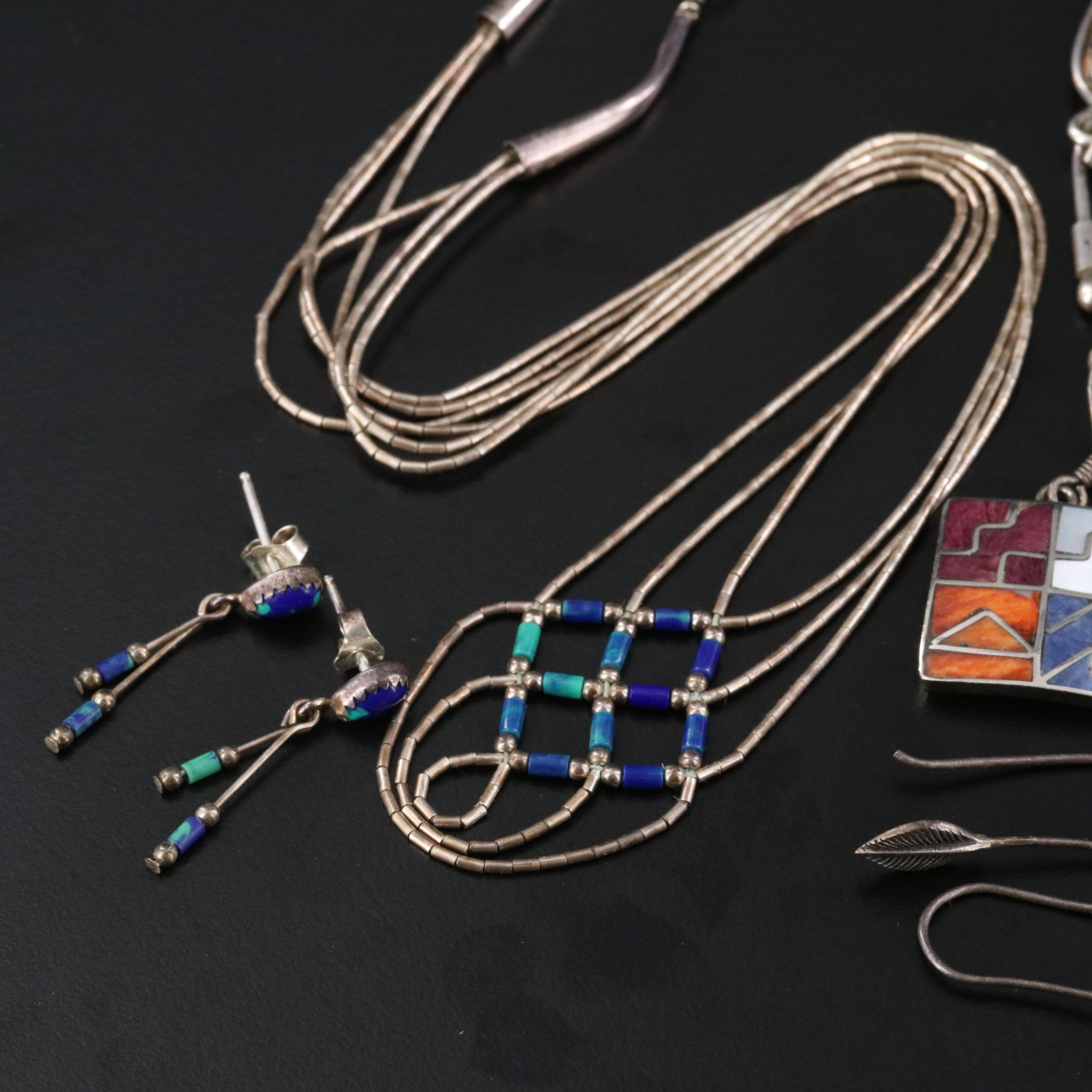 Southwestern Sterling Jewelry Collection Featuring Jasper, Spiny Oyster and Opal