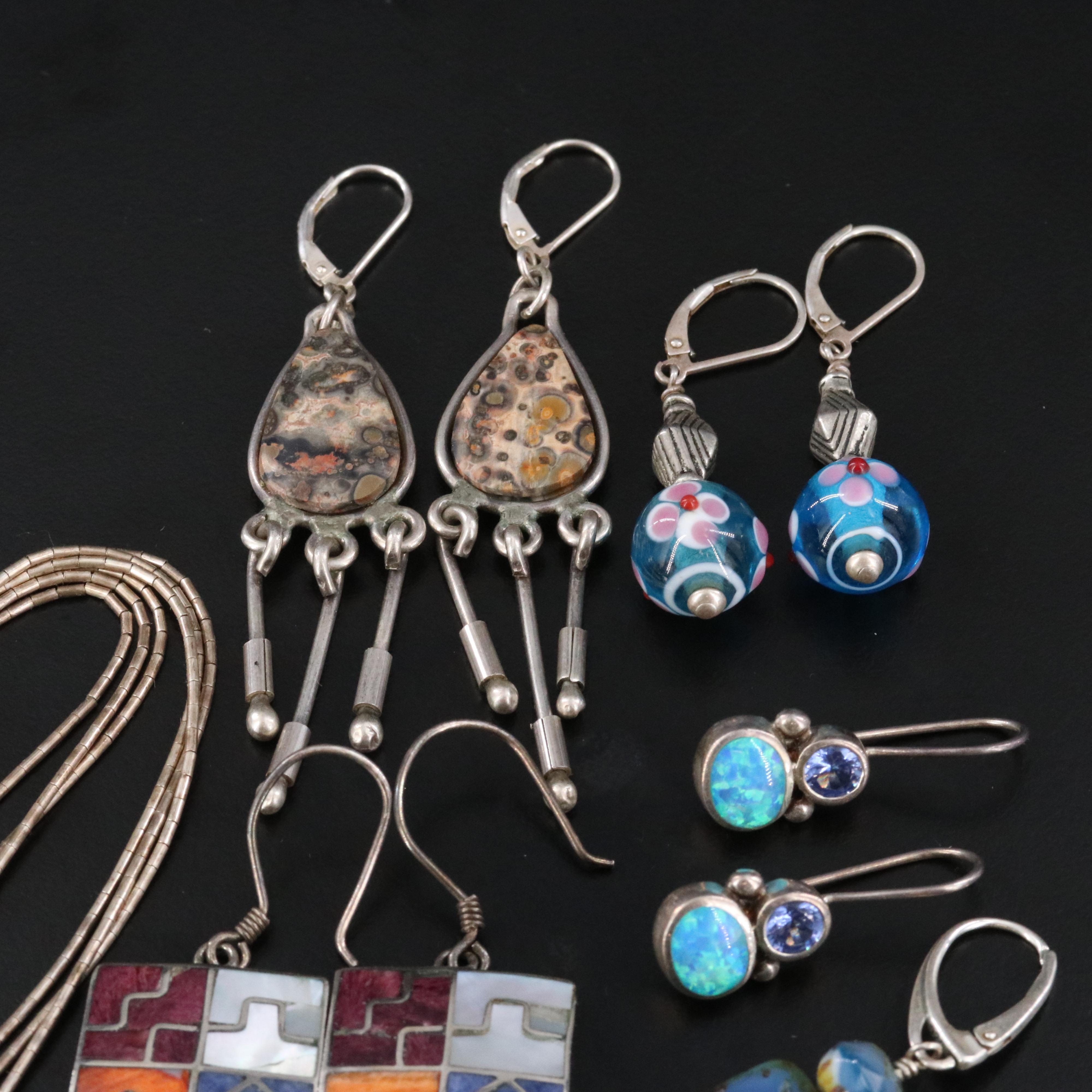 Southwestern Sterling Jewelry Collection Featuring Jasper, Spiny Oyster and Opal