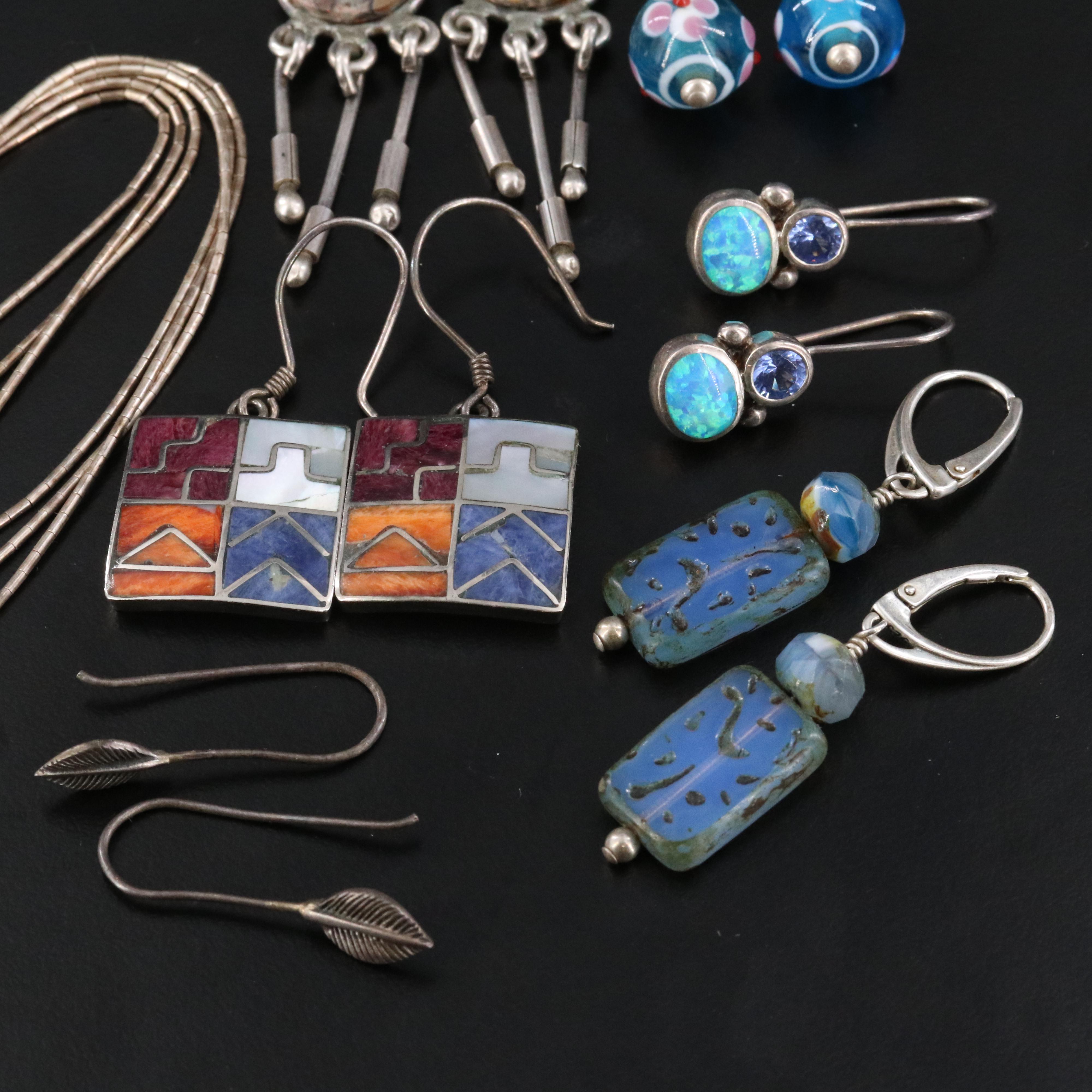 Southwestern Sterling Jewelry Collection Featuring Jasper, Spiny Oyster and Opal