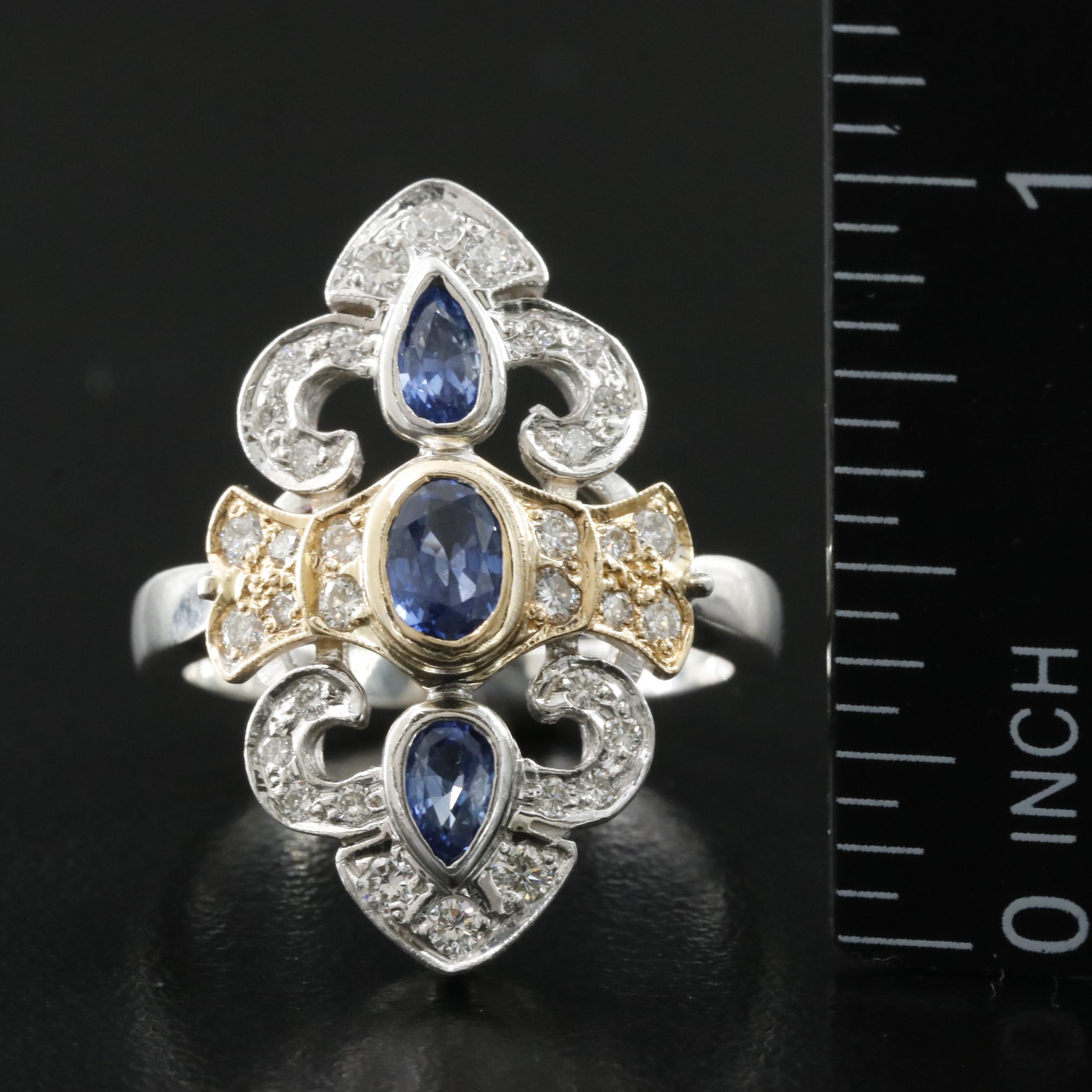 Crescendo 14K Sapphire and Diamond Ring