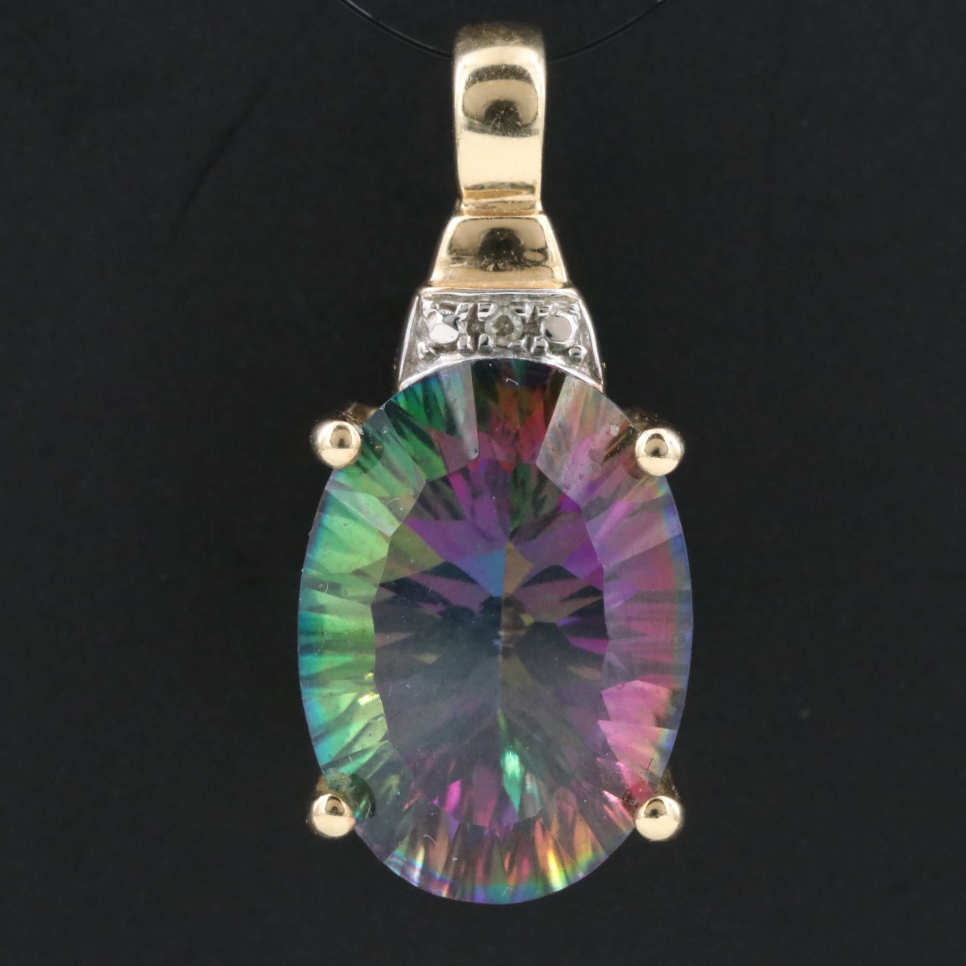 10K Mystic Topaz and Diamond Pendant