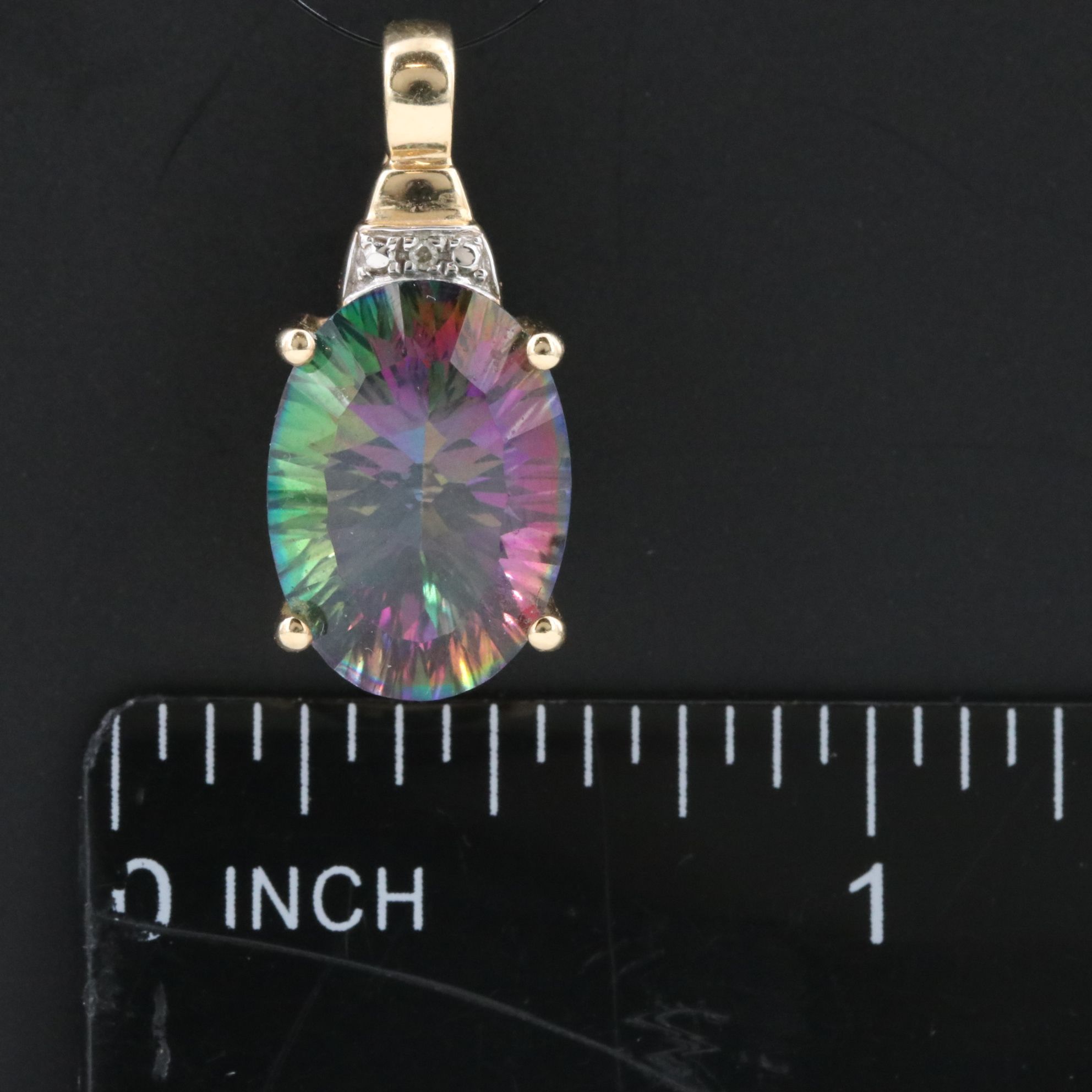 10K Mystic Topaz and Diamond Pendant