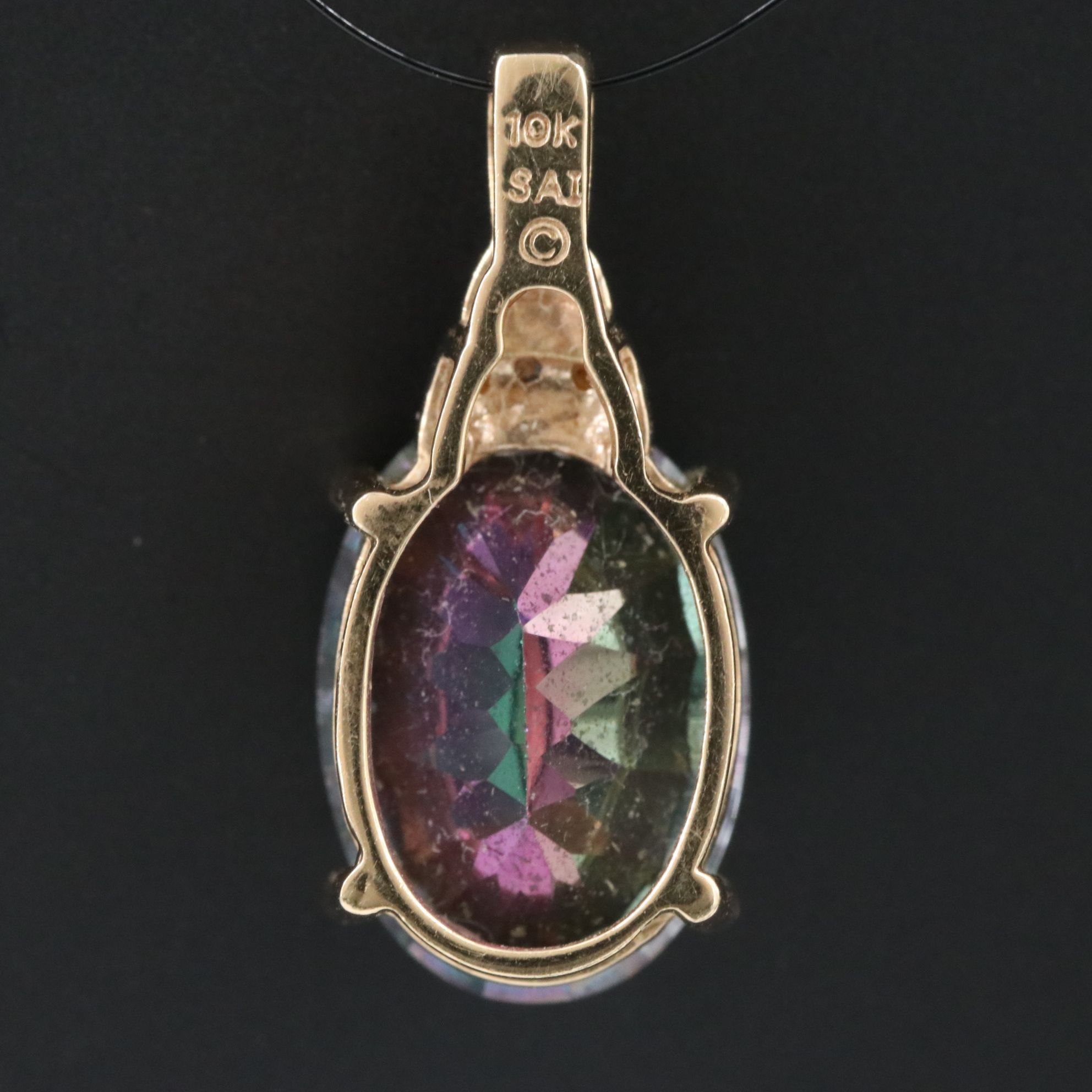 10K Mystic Topaz and Diamond Pendant