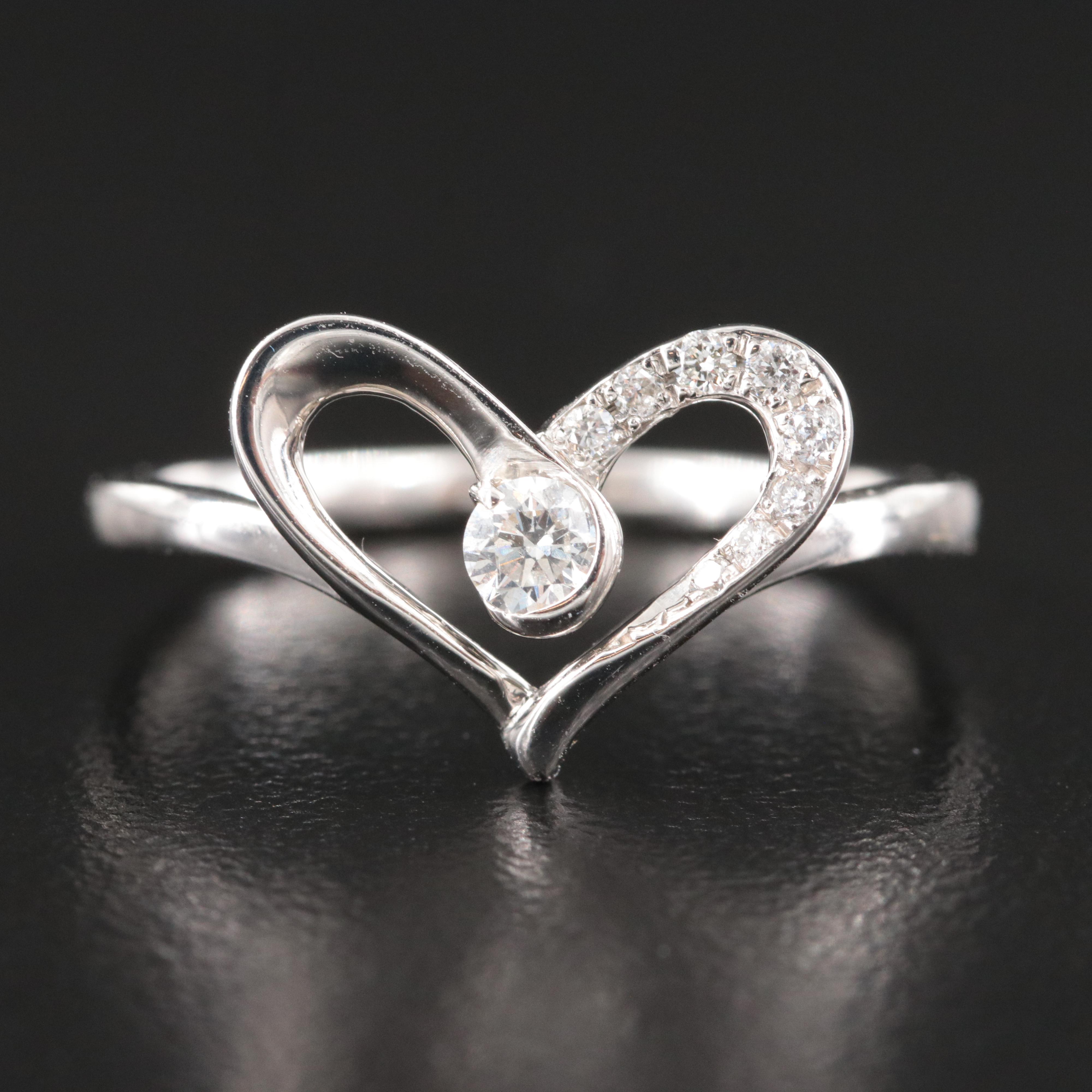 Platinum 0.17 CTW Diamond Heart Ring
