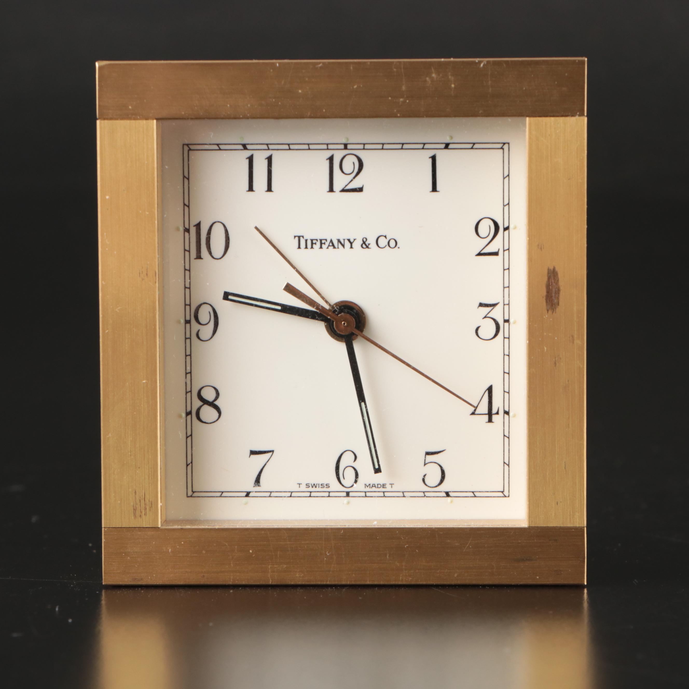 Tiffany & Co. Square Brass Alarm Clock
