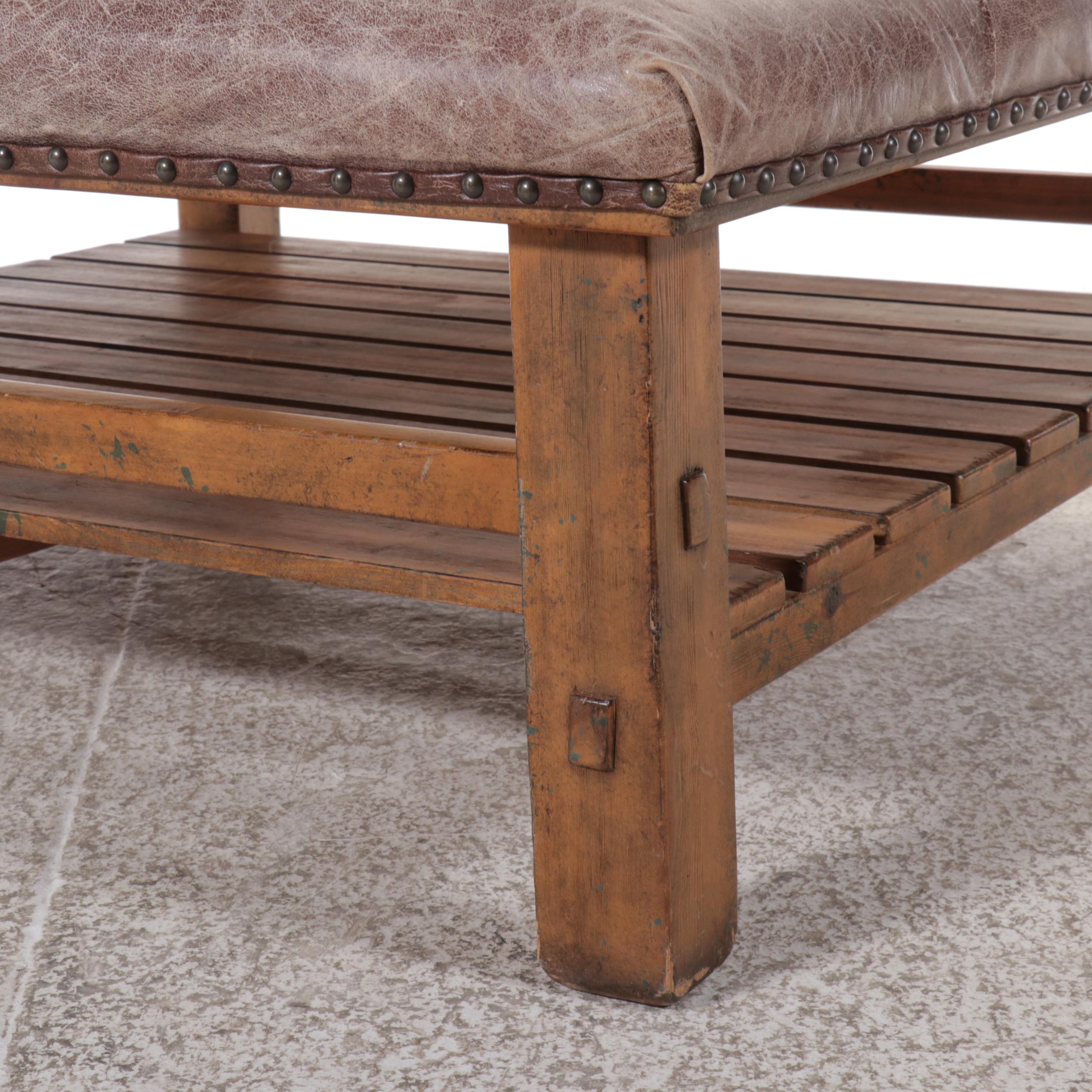 Pottery Barn Contemporary "Caden" Leather Ottoman, 2013