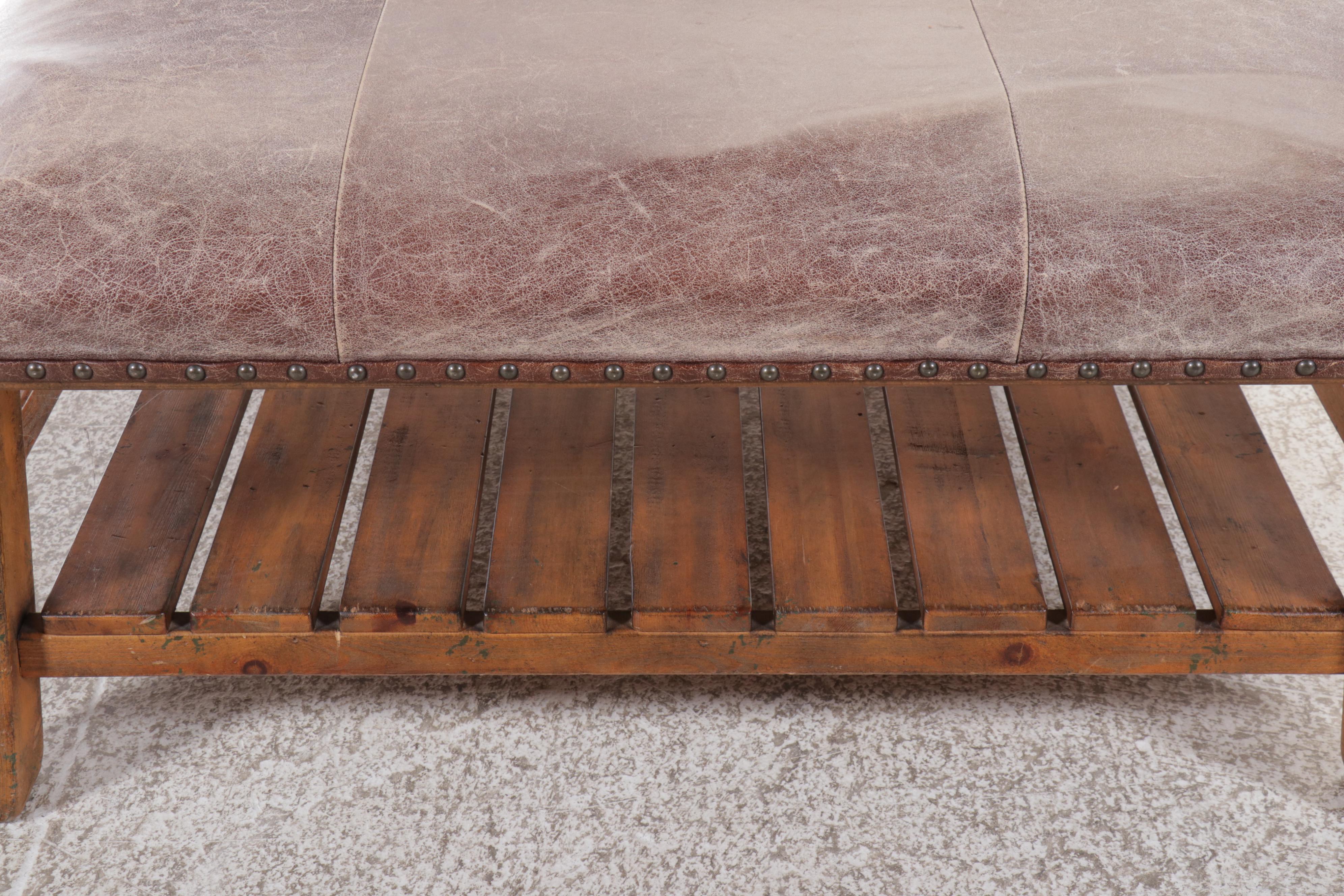 Pottery Barn Contemporary "Caden" Leather Ottoman, 2013