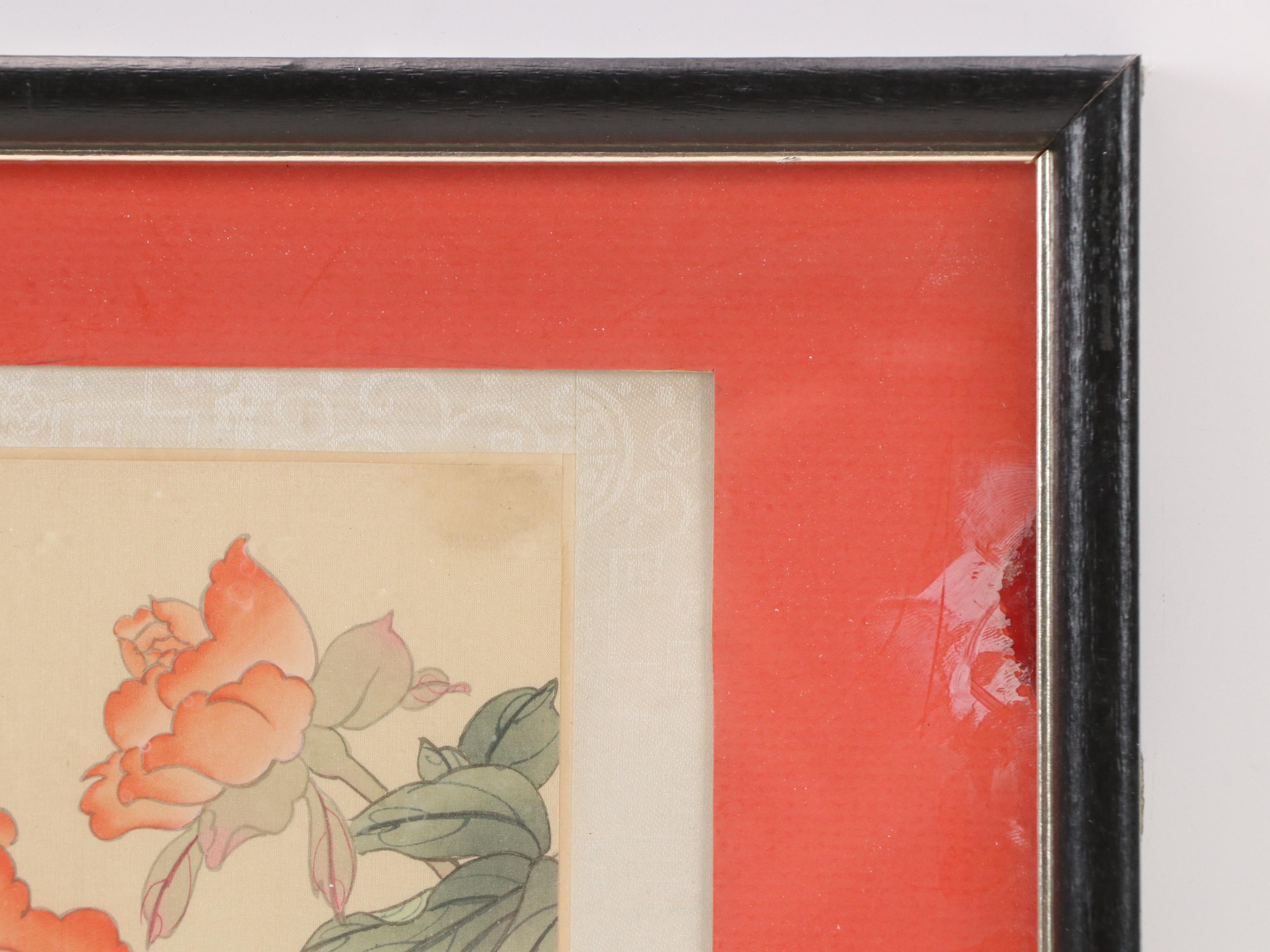 Chinese Gouache Paintings of Peonies, 20th Century