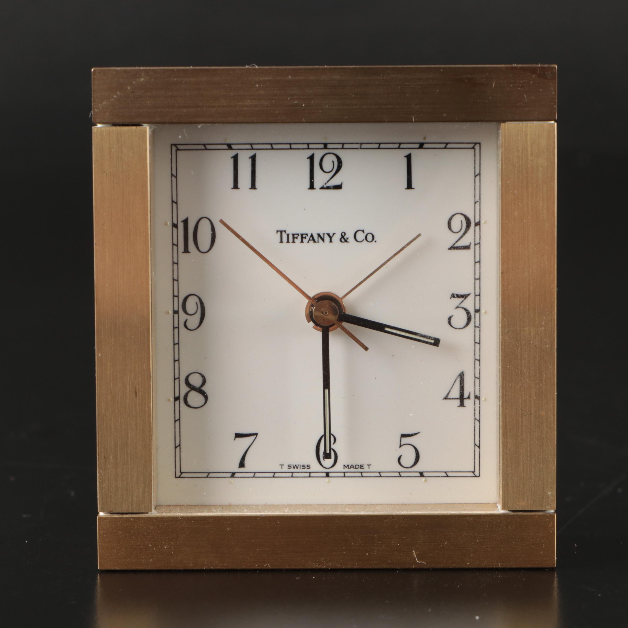 Tiffany & Co. Square Brass Alarm Clock
