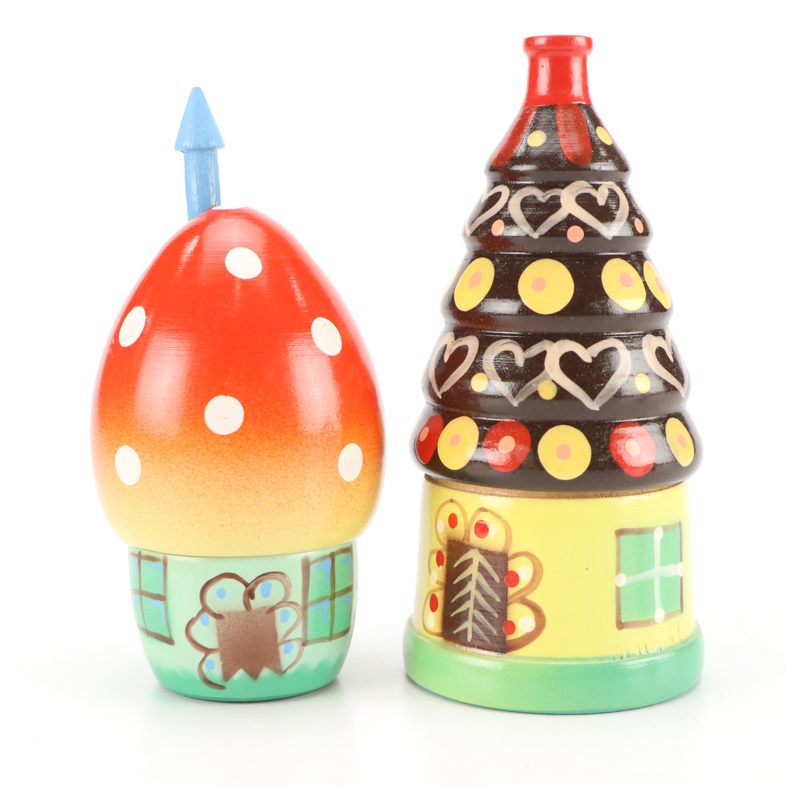 Polish Gnome Bowling Nesting Dolls with More Folk Art Wood Toys