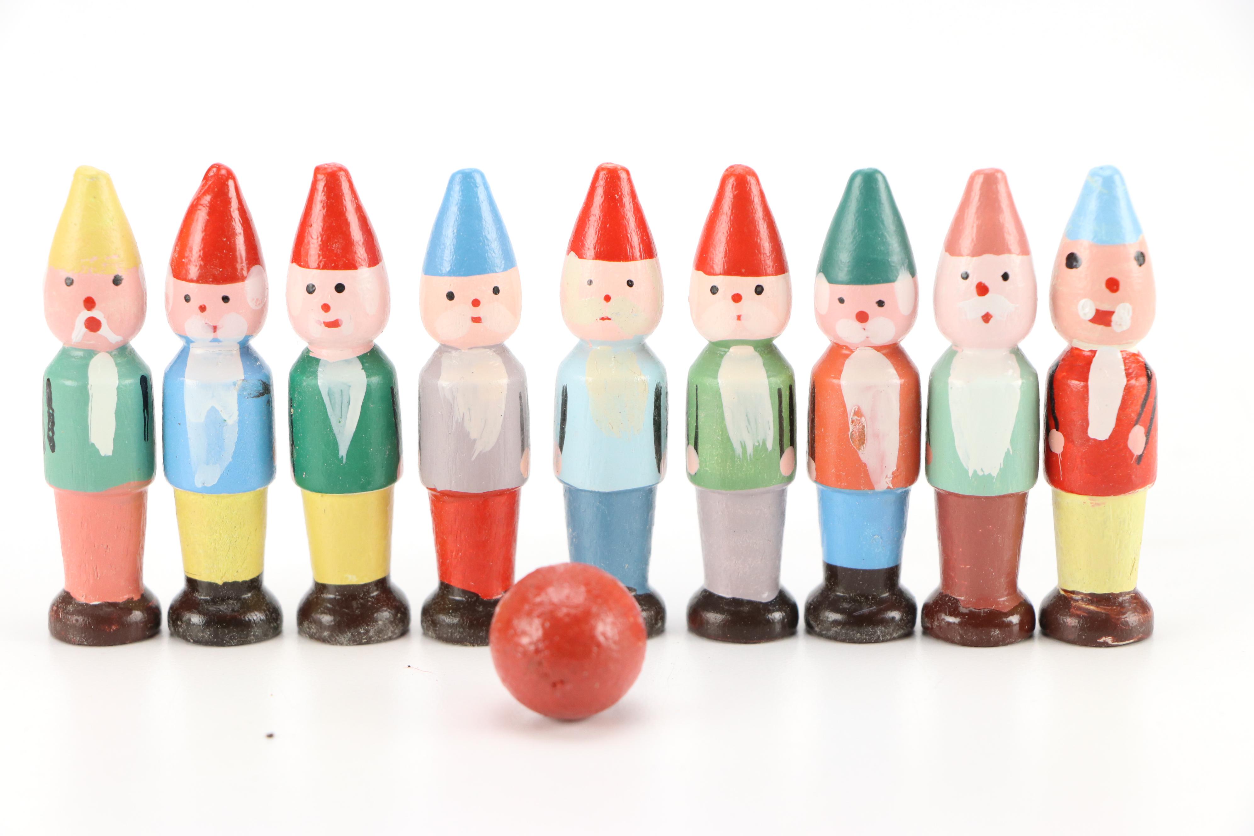 Polish Gnome Bowling Nesting Dolls with More Folk Art Wood Toys