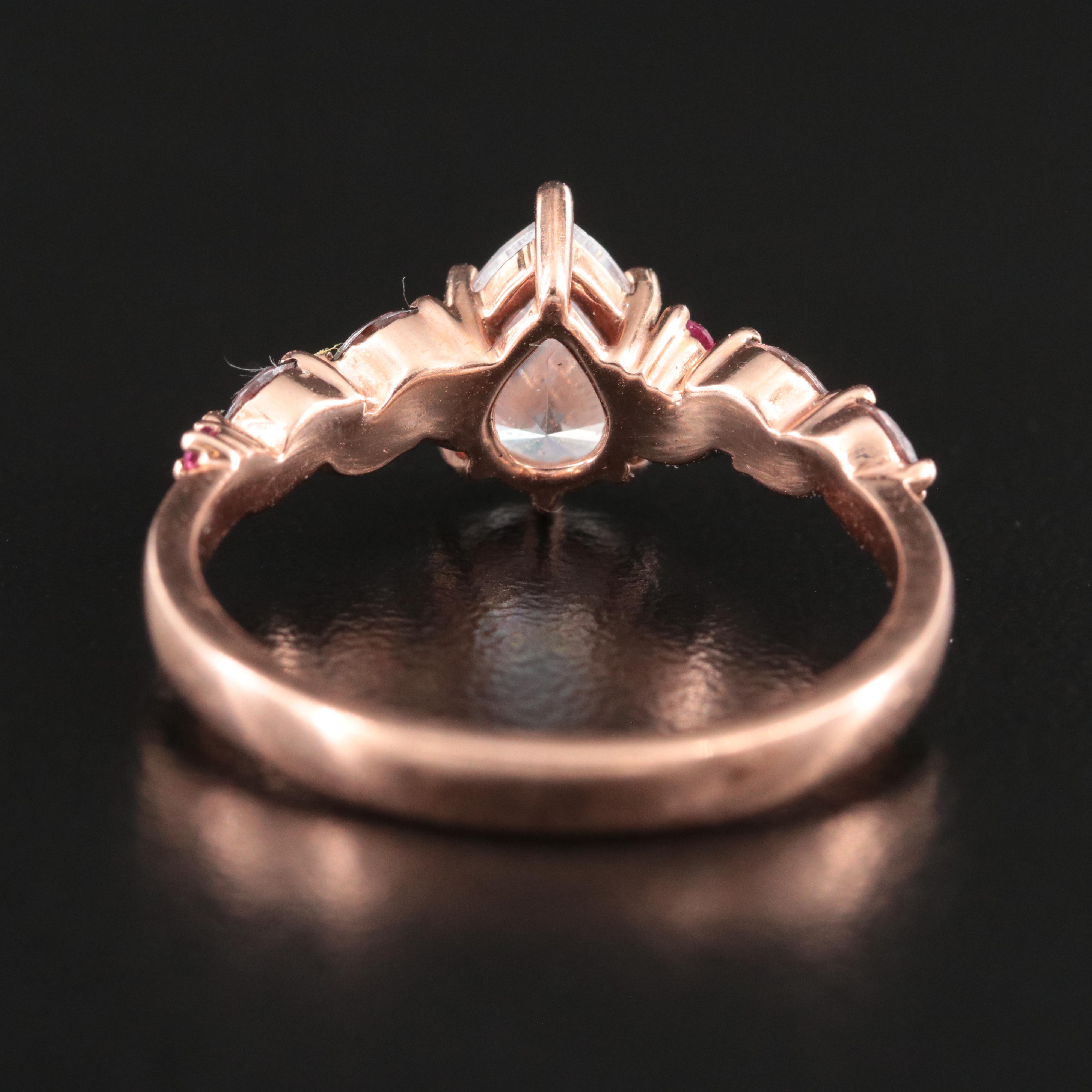 10K Rose Gold CZ and Ruby Ring
