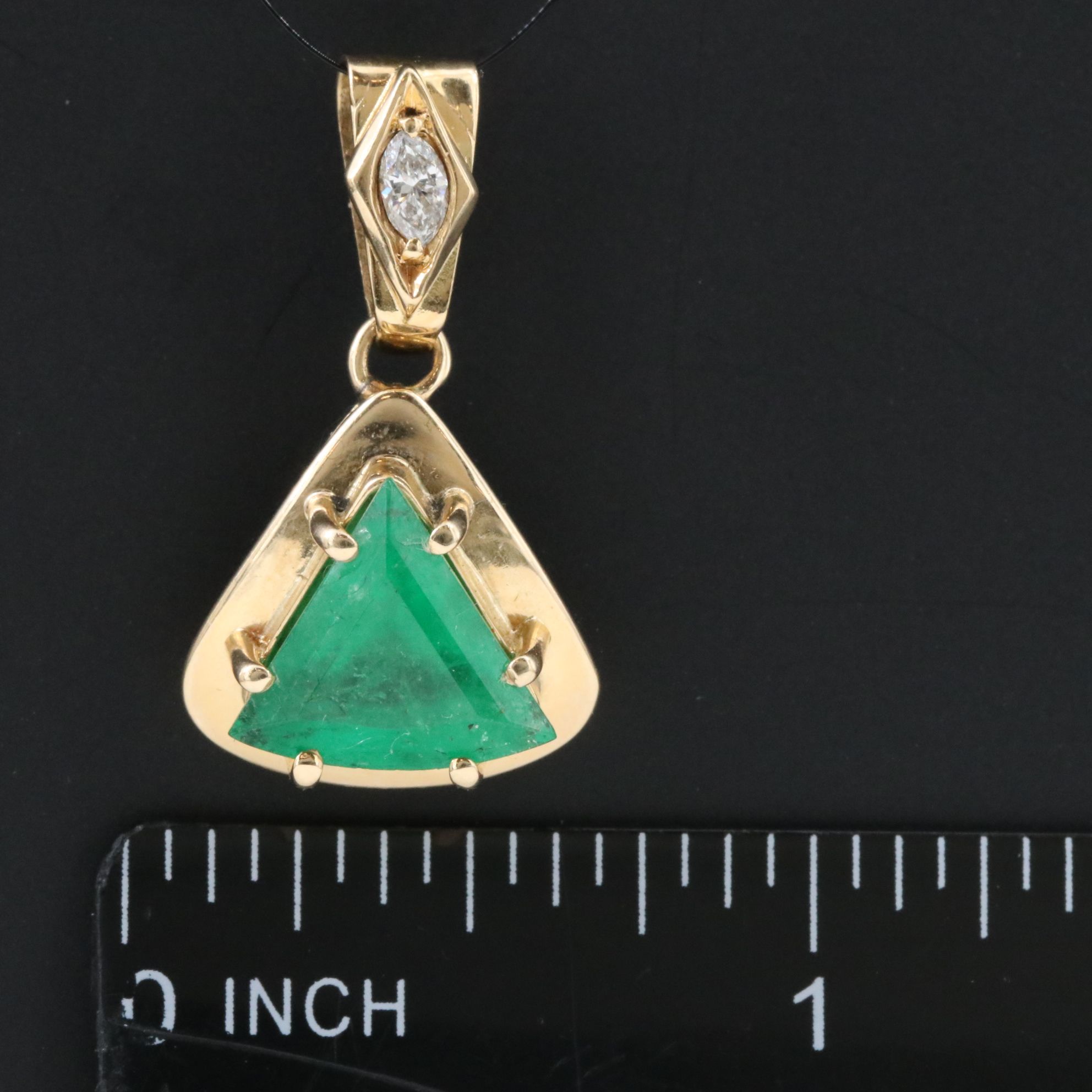 18K 2.56 CT Emerald and Diamond Pendant