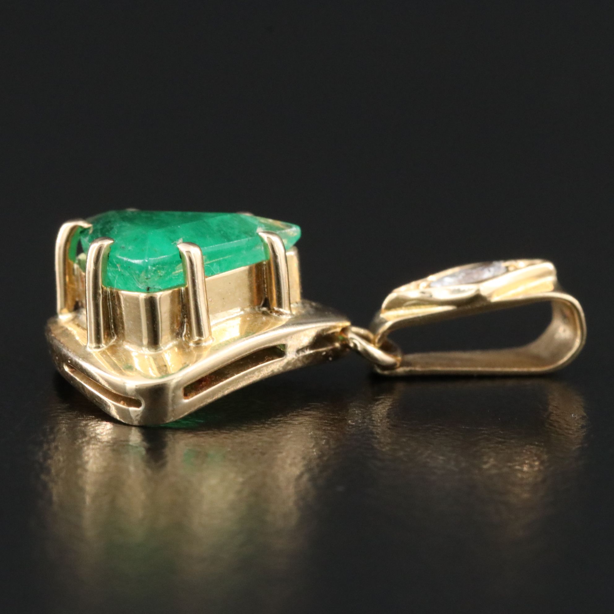 18K 2.56 CT Emerald and Diamond Pendant