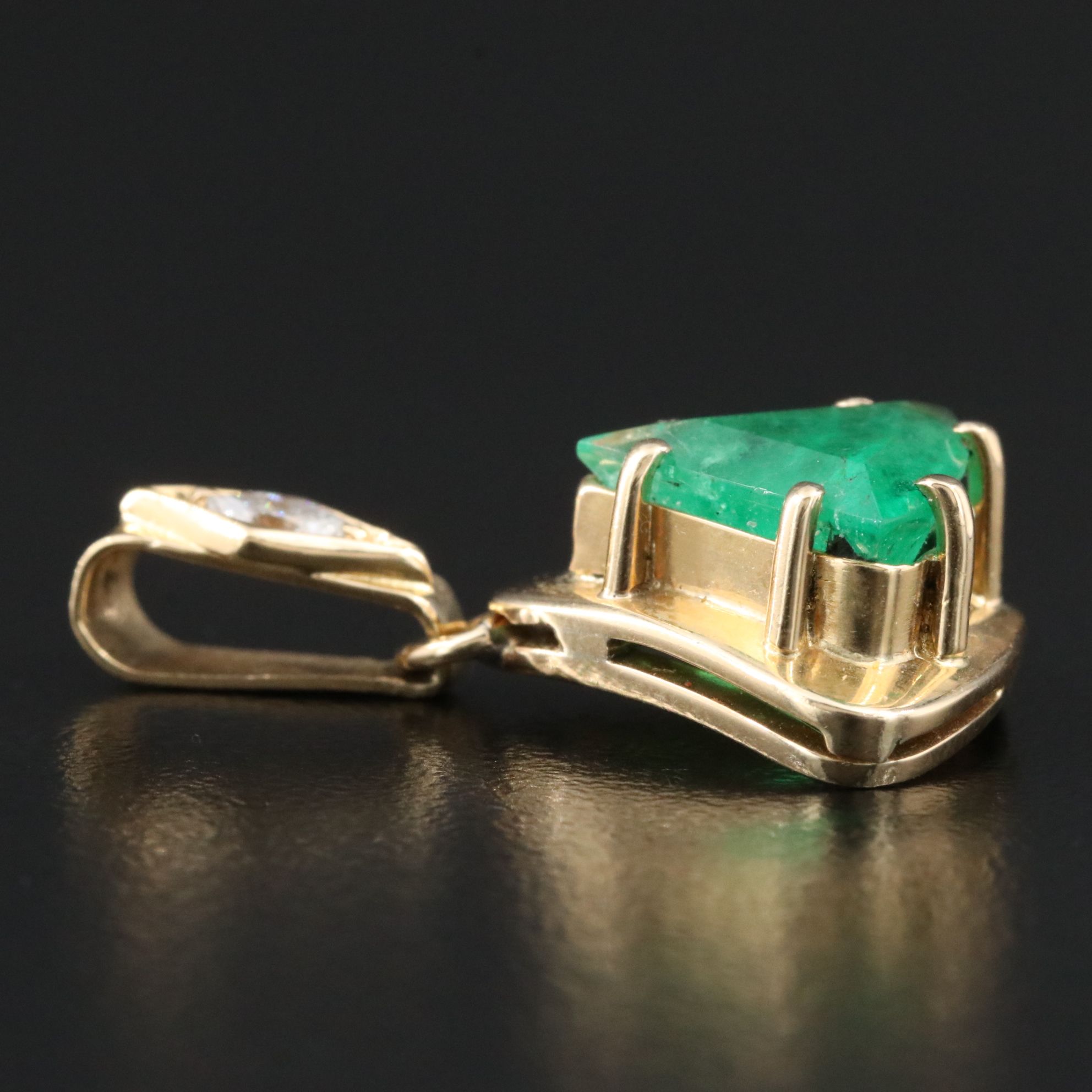 18K 2.56 CT Emerald and Diamond Pendant