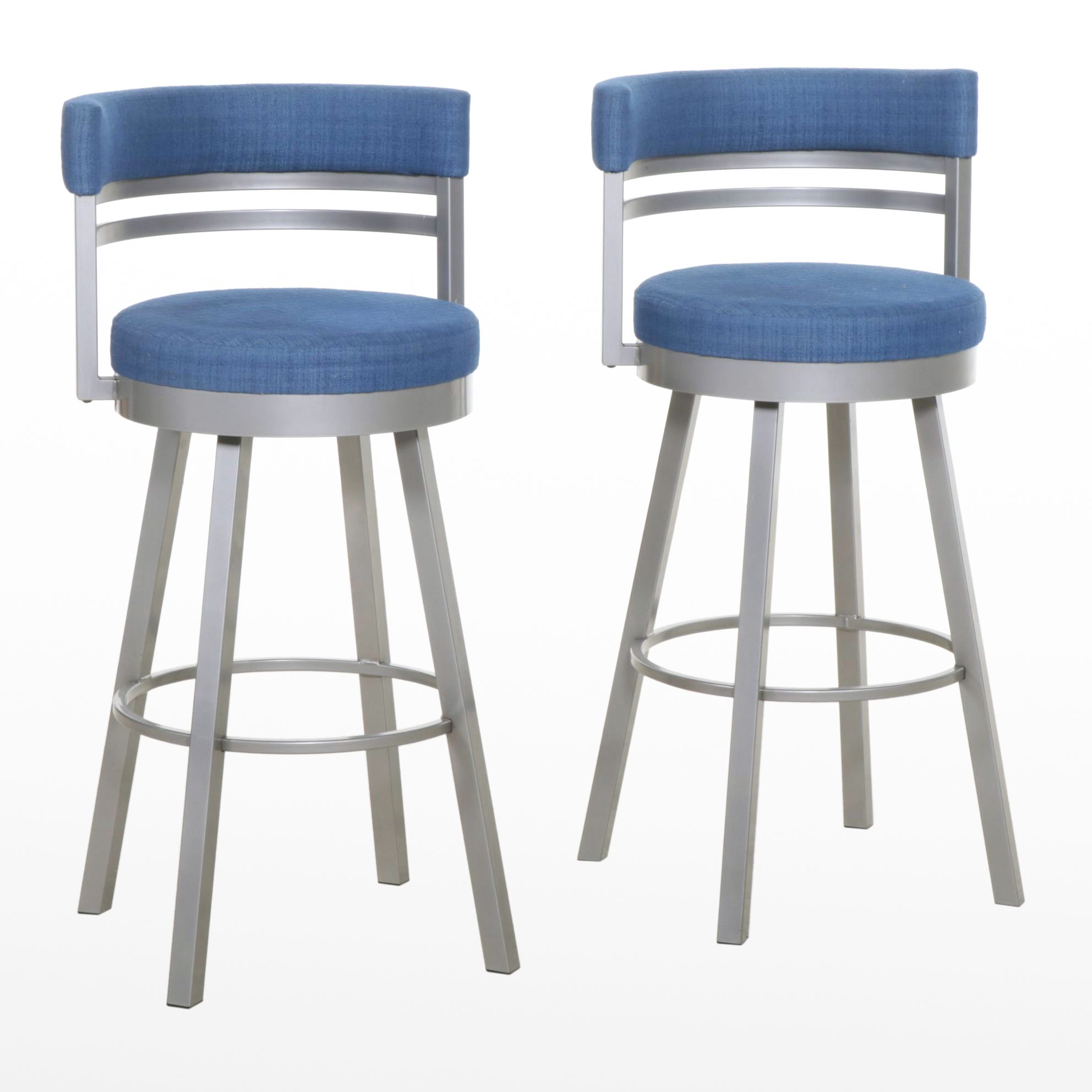 Amisco Metal Framed Swivel Barstools, Pair, 21st Century
