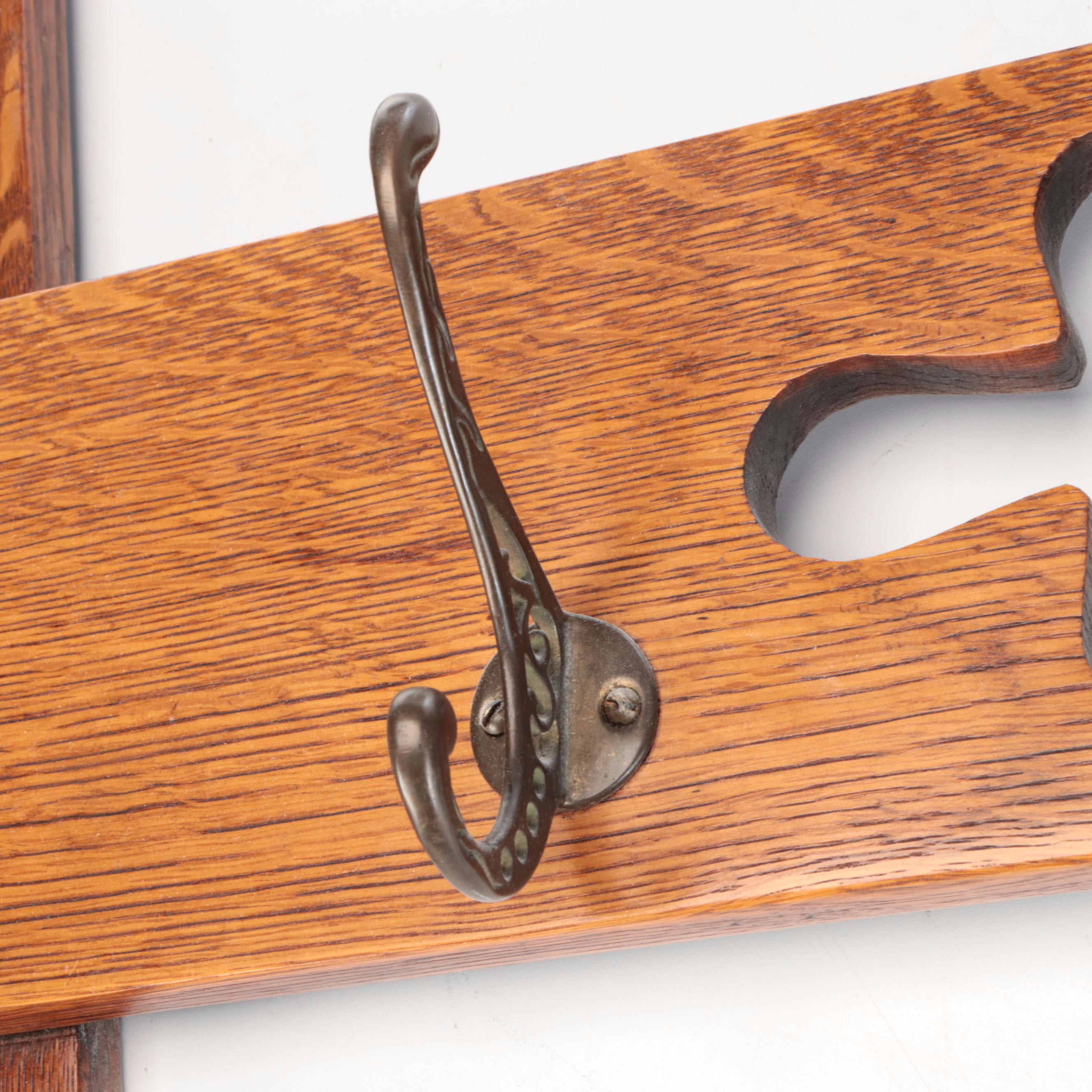 Wooden Hanging Coat and Hat Rack