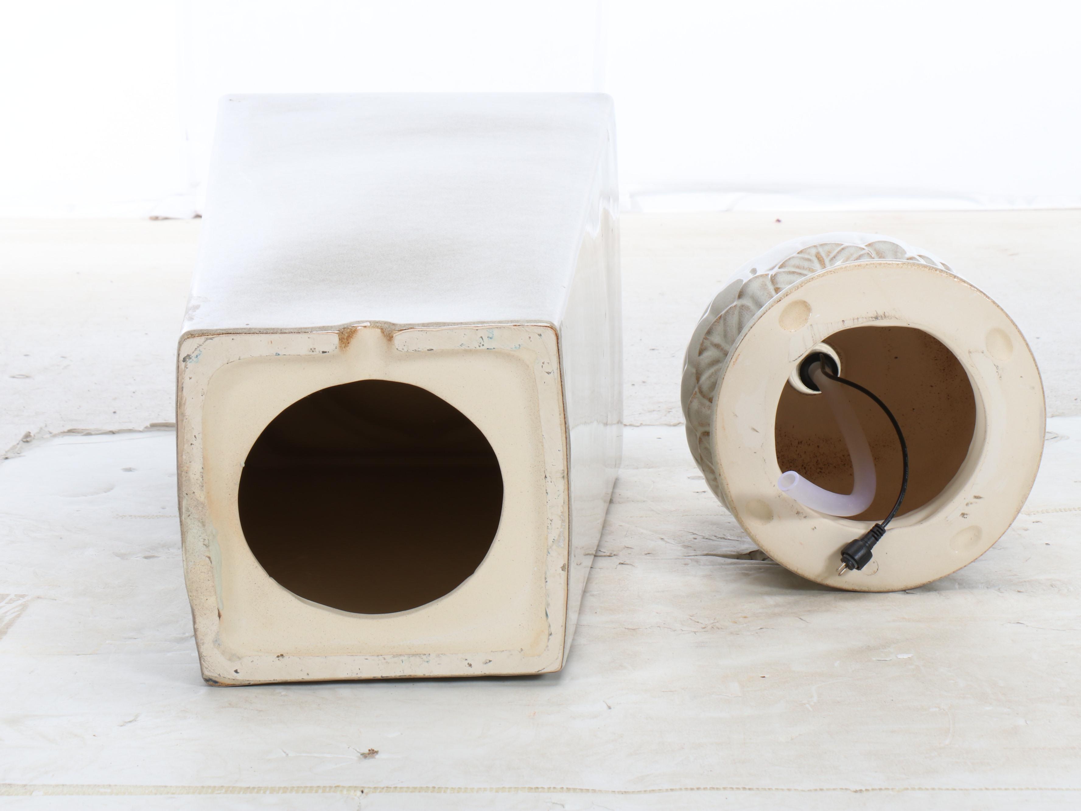 Glitzhome Artichoke Pedestal Ceramic Illuminated Outdoor Fountain