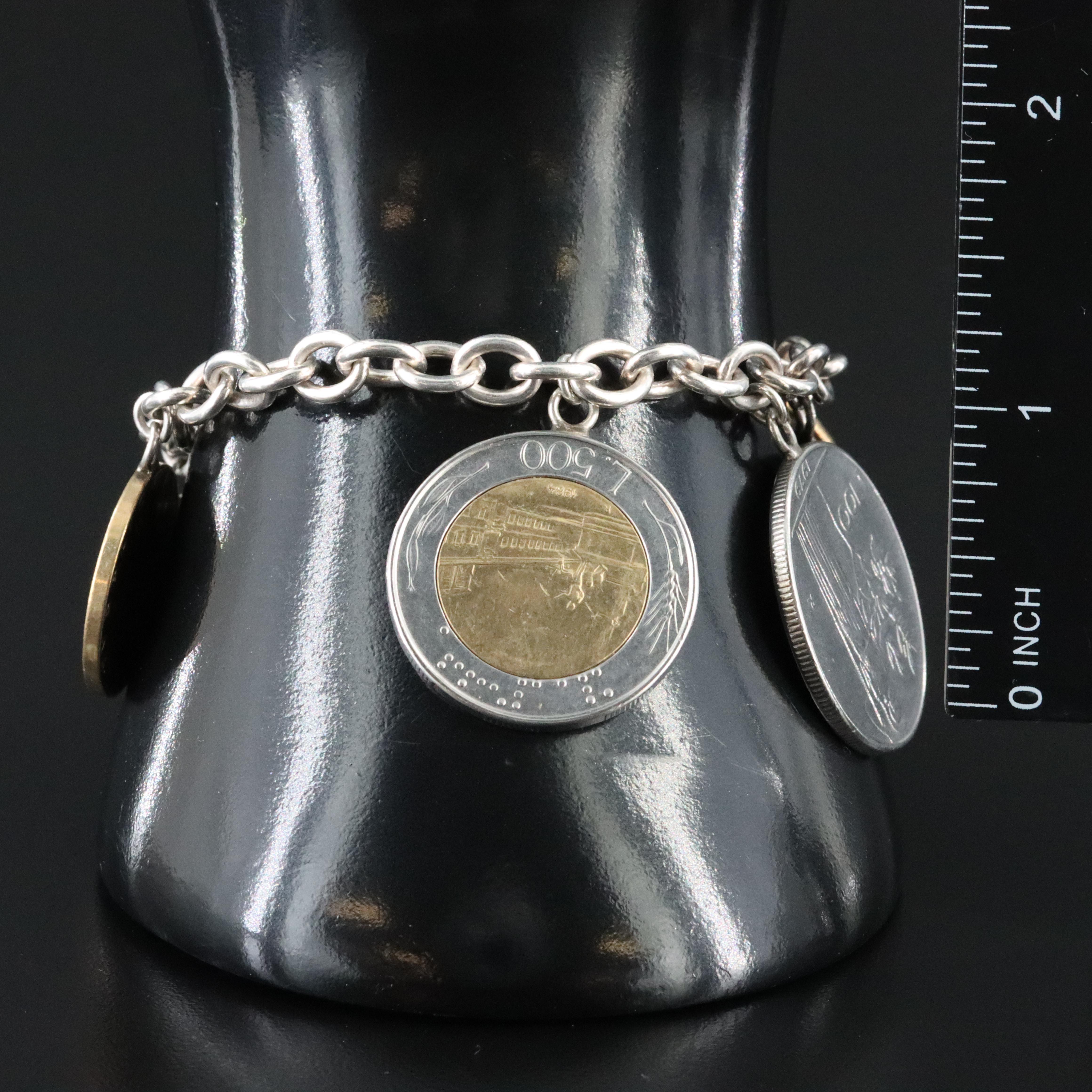 Milor Sterling Lire Coin Bracelet