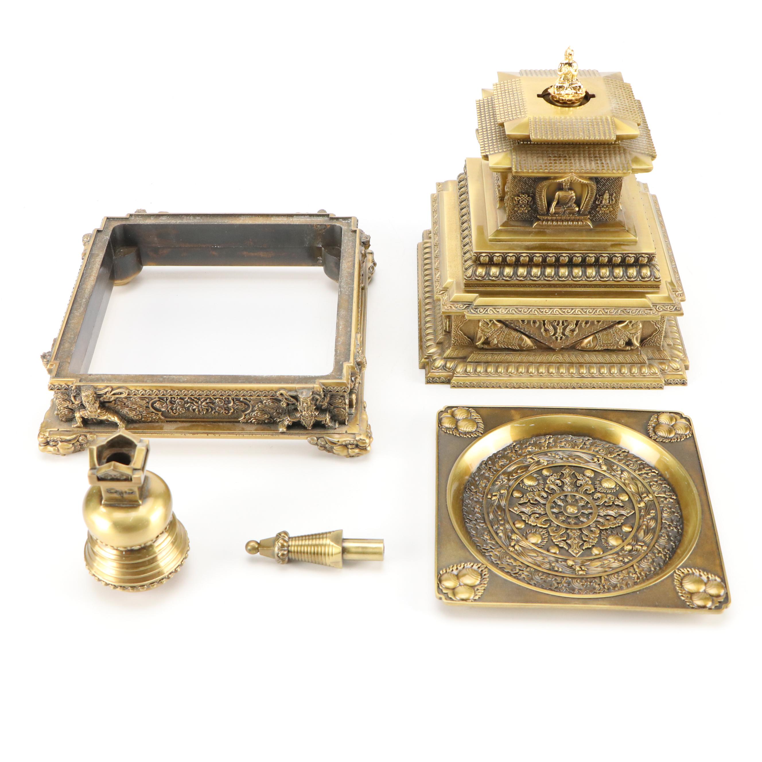 Buddhist Brass Stupa Statue