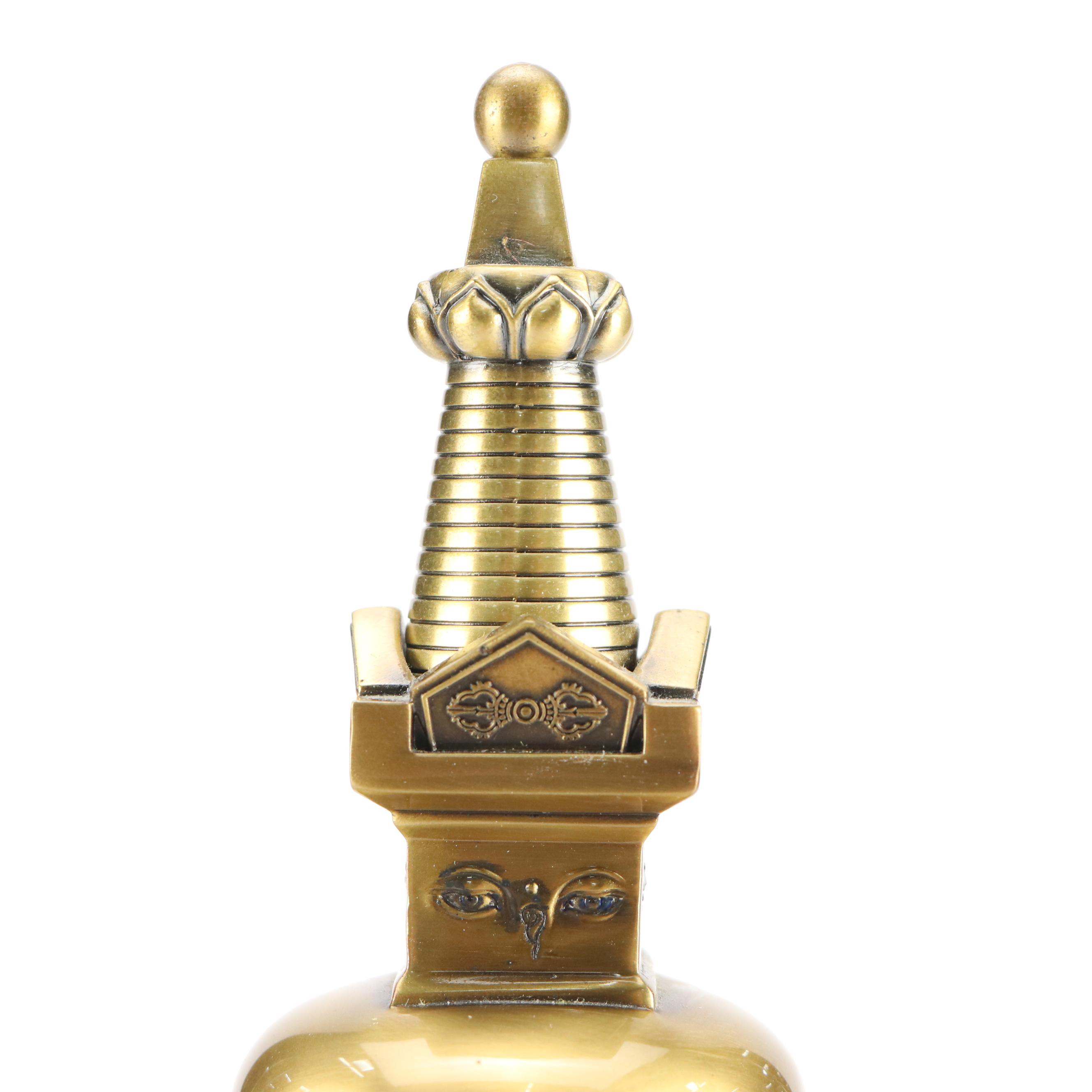 Buddhist Brass Stupa Statue