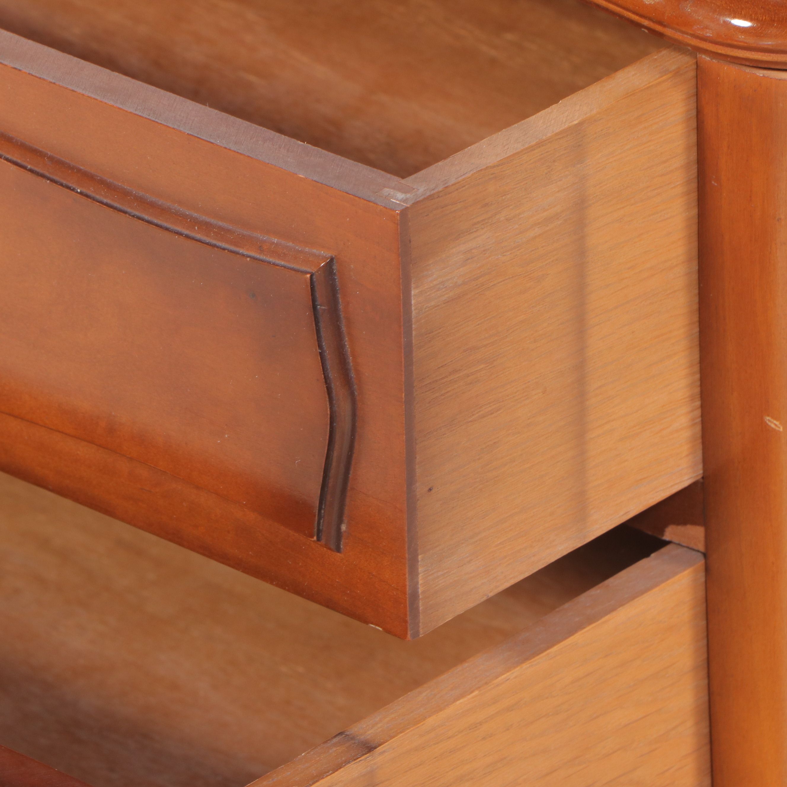 French Provincial Style Mahogany Coffee Table & End Table with Pink Marble Tops