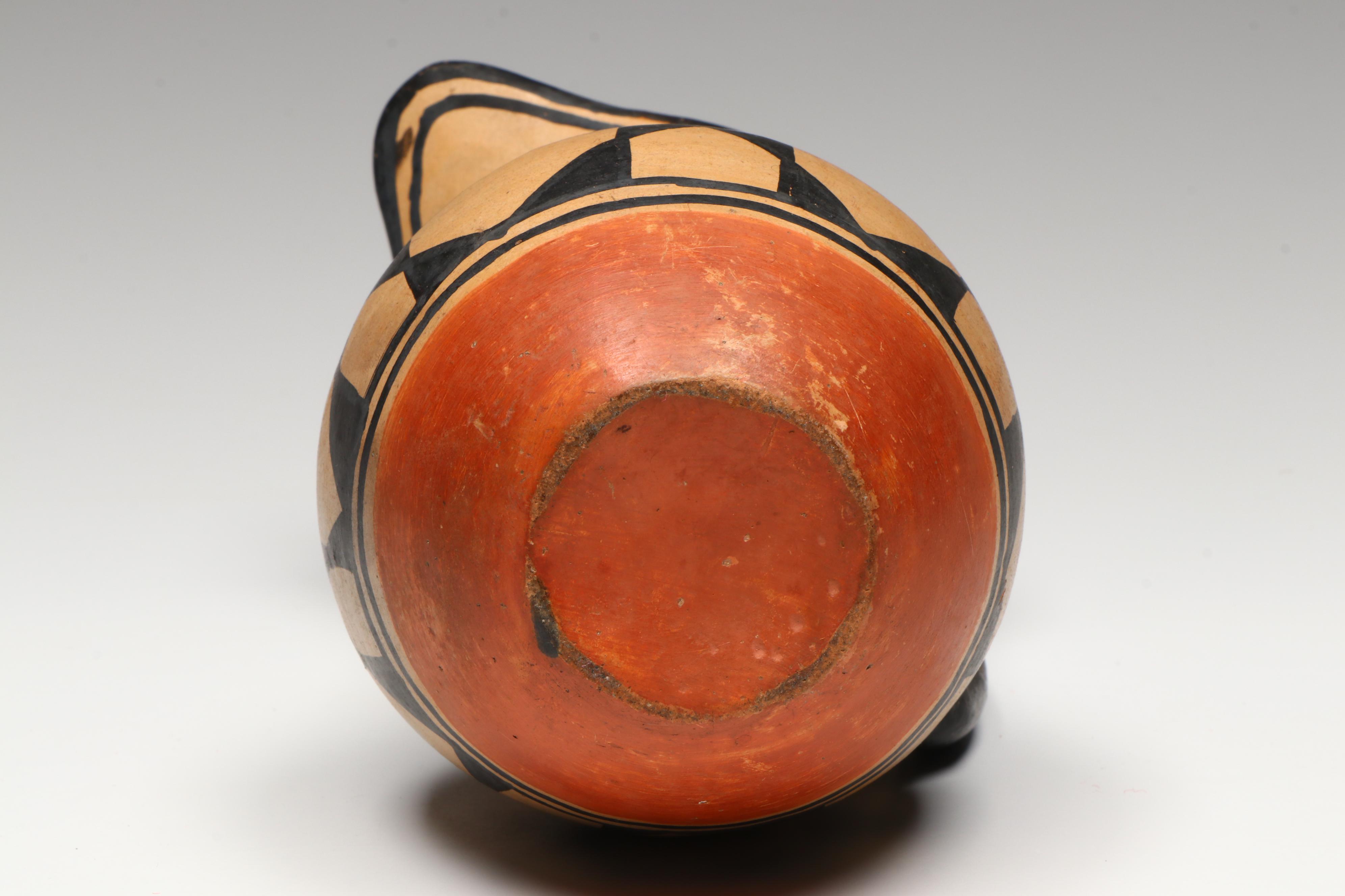 Indigenous Southwestern Pueblo Polychrome Pottery Pitcher and Canteen