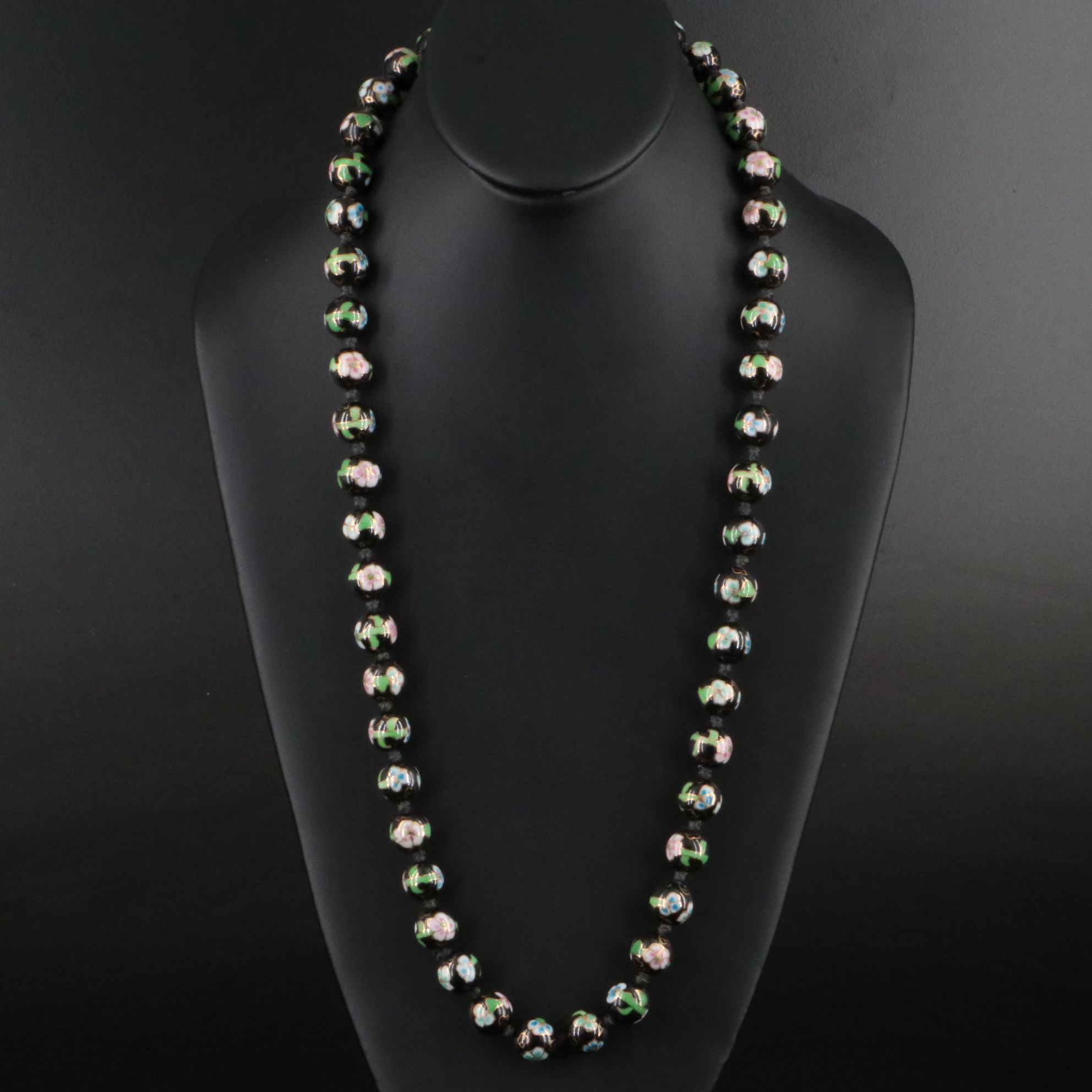 Cloisonné Floral Bead Necklace