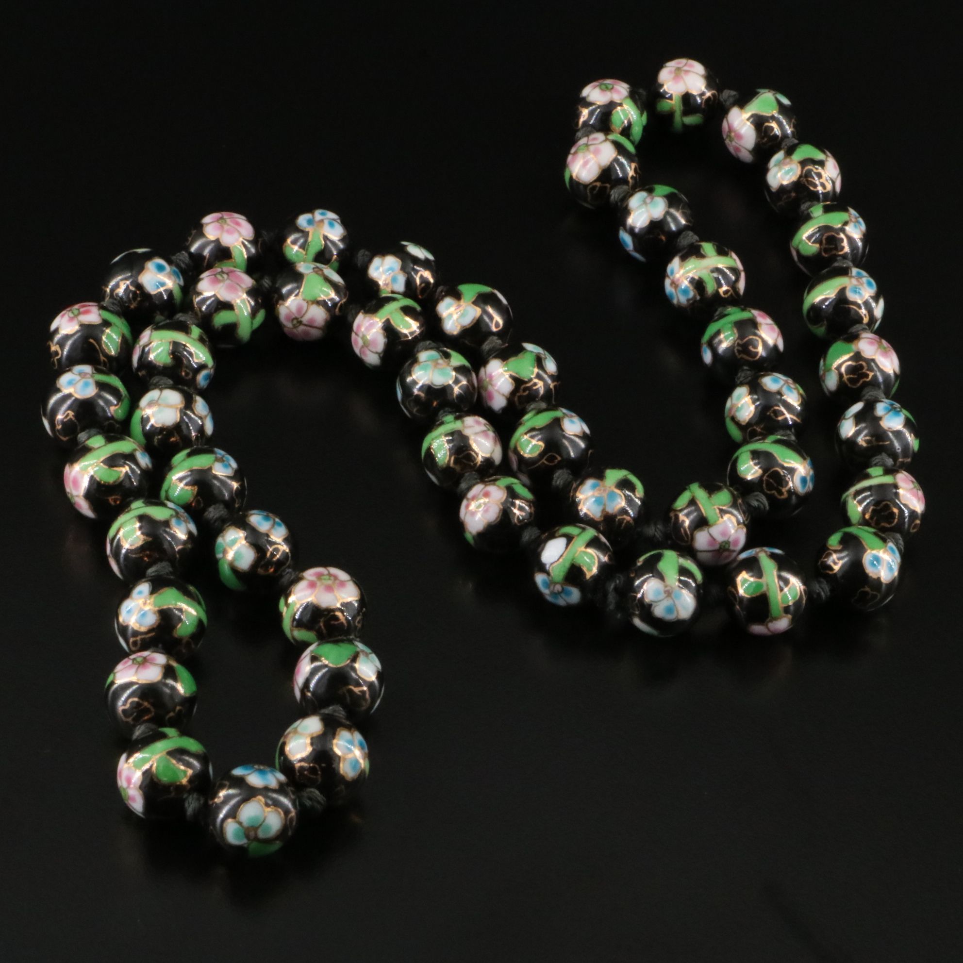 Cloisonné Floral Bead Necklace
