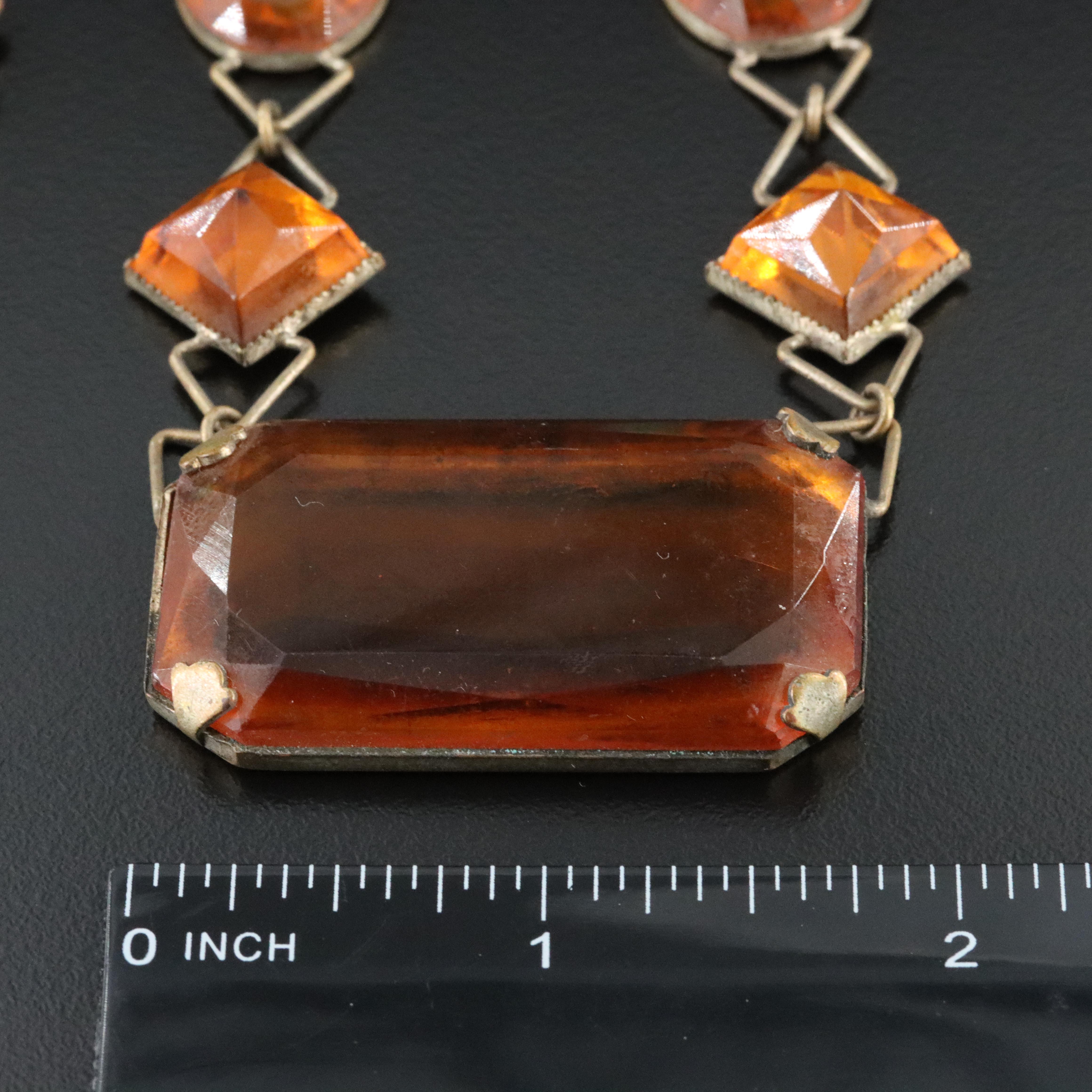 1930s Amber Glass and 1930s Deco Necklace