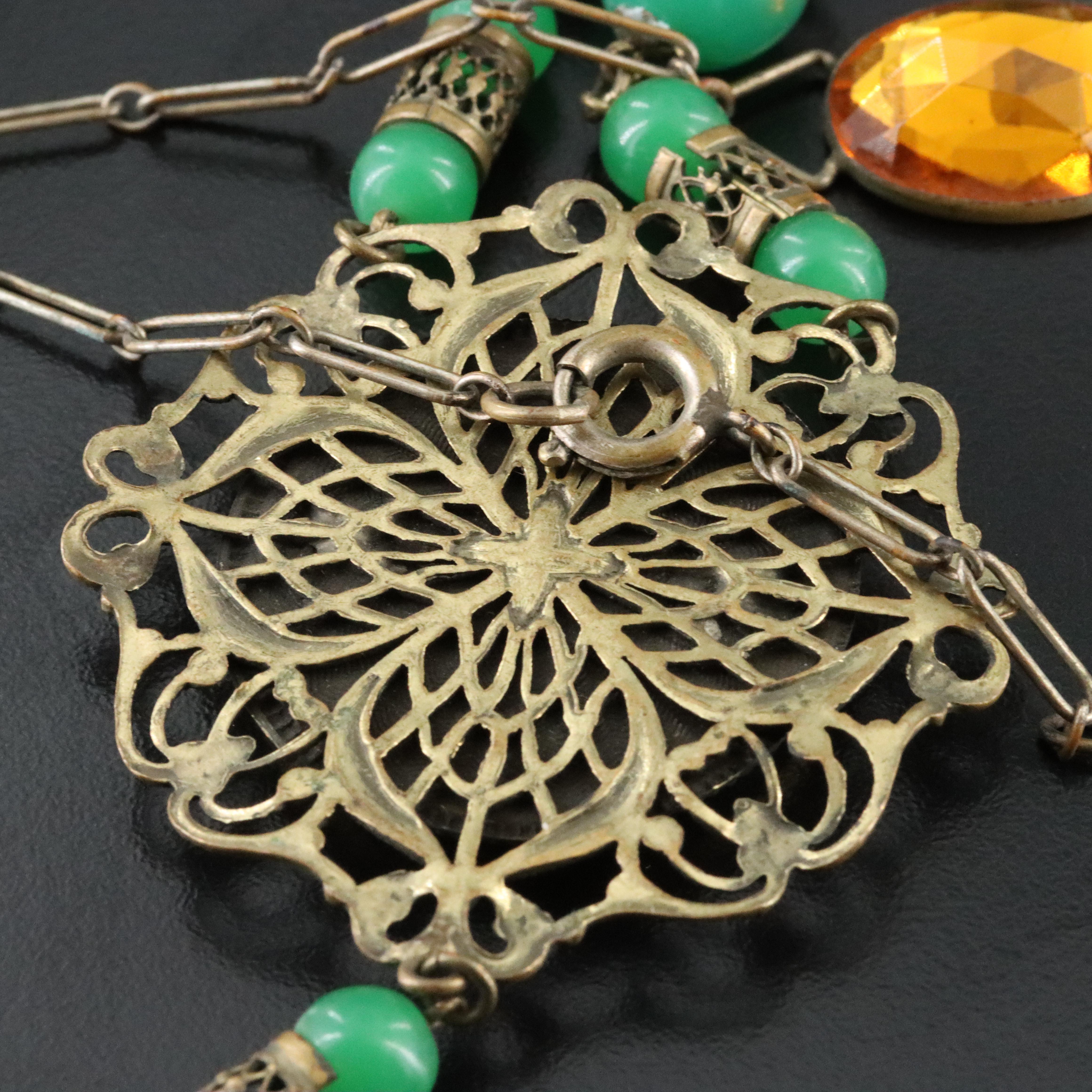 1930s Amber Glass and 1930s Deco Necklace