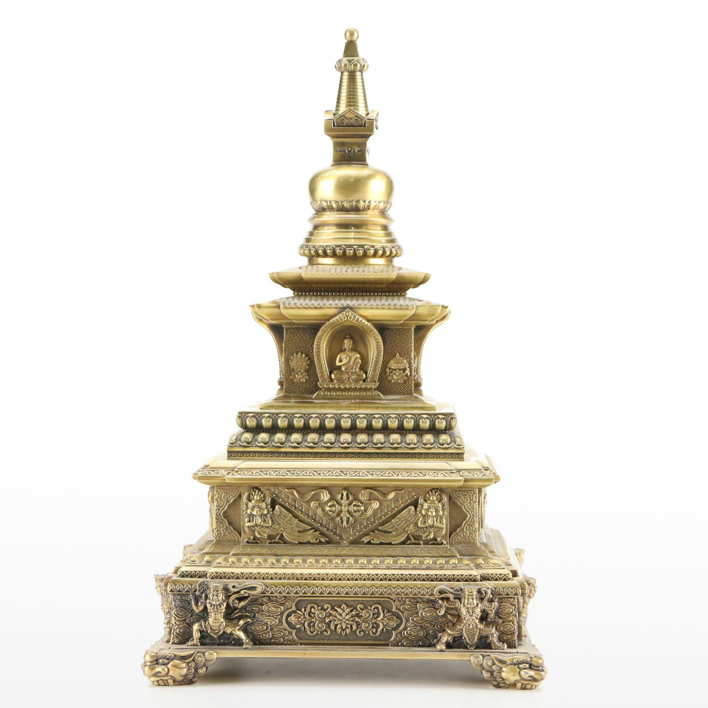 Buddhist Brass Stupa Statue