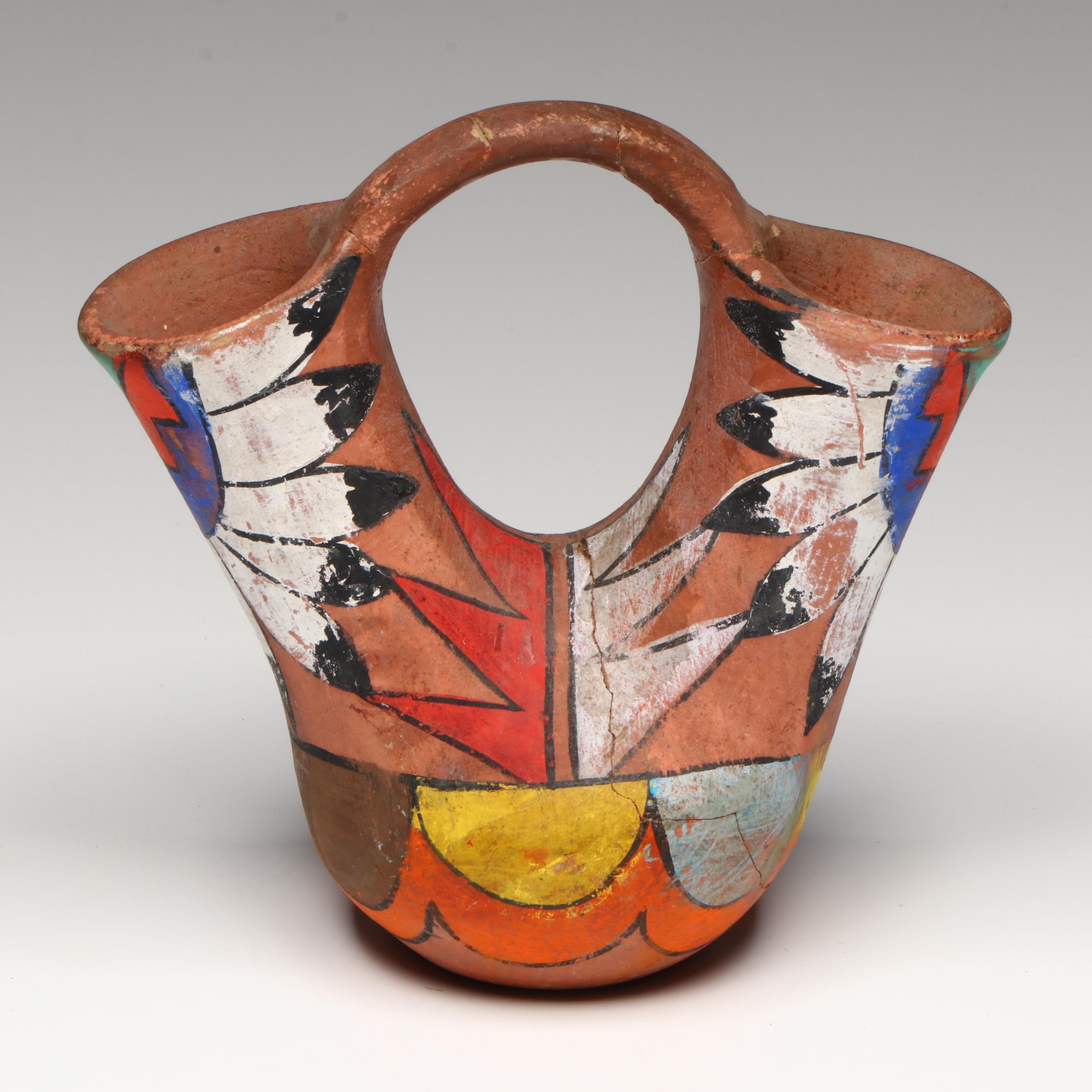 Indigenous Southwestern Pueblo Pottery, Includes a San Juan Pueblo Wedding Vase