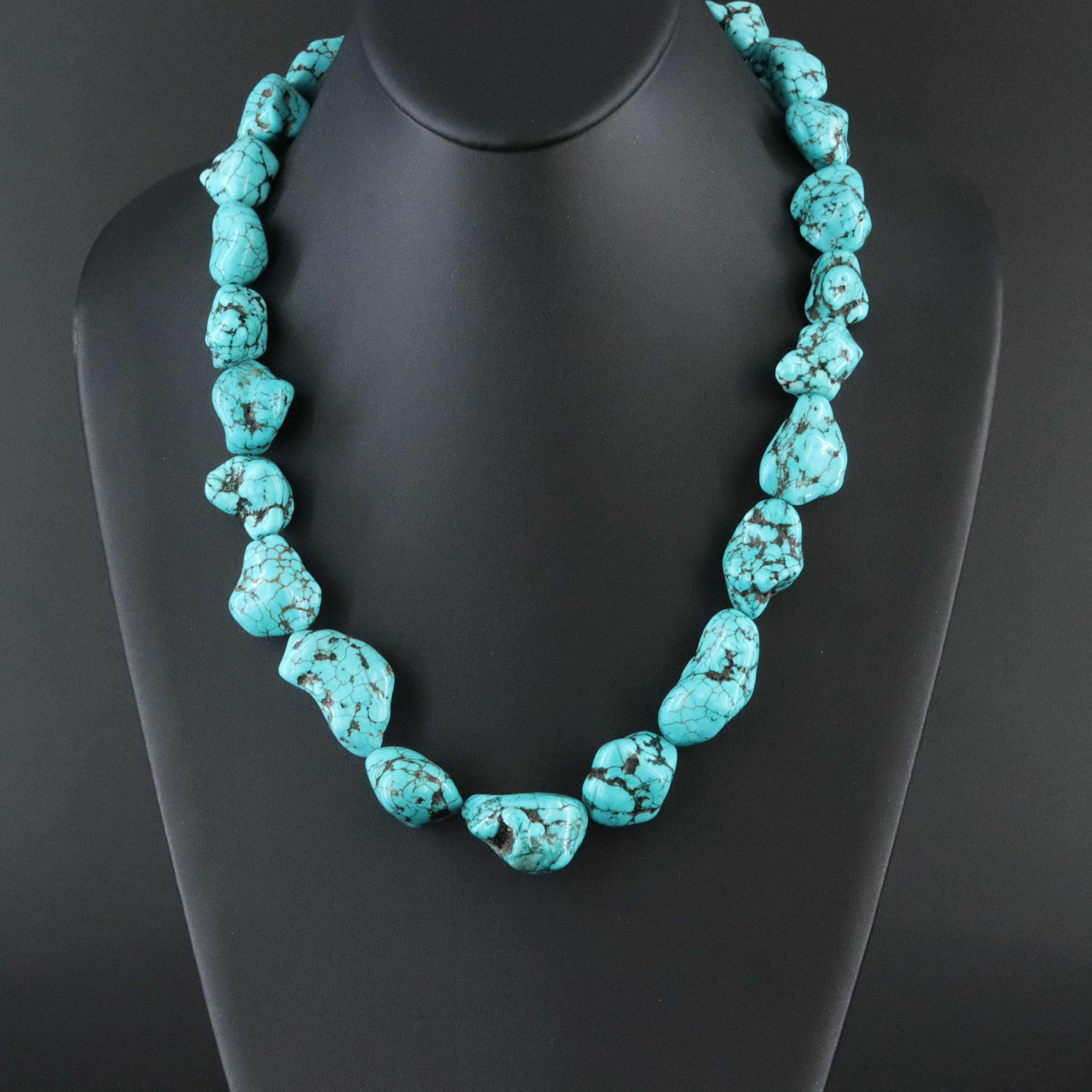 Turquoise Necklace with Sterling Clasp