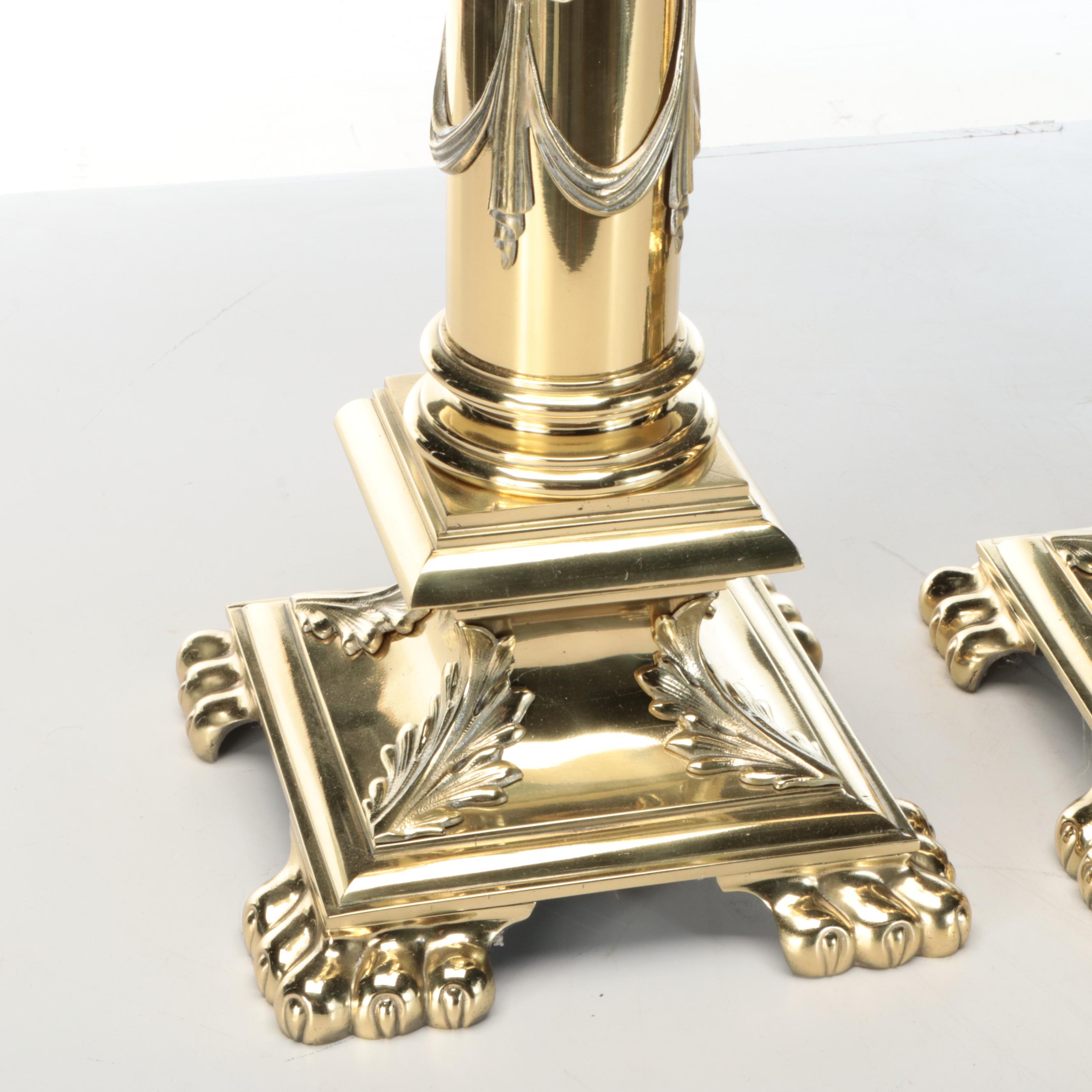 Corinthian Column Brass Altar Floor Candlesticks