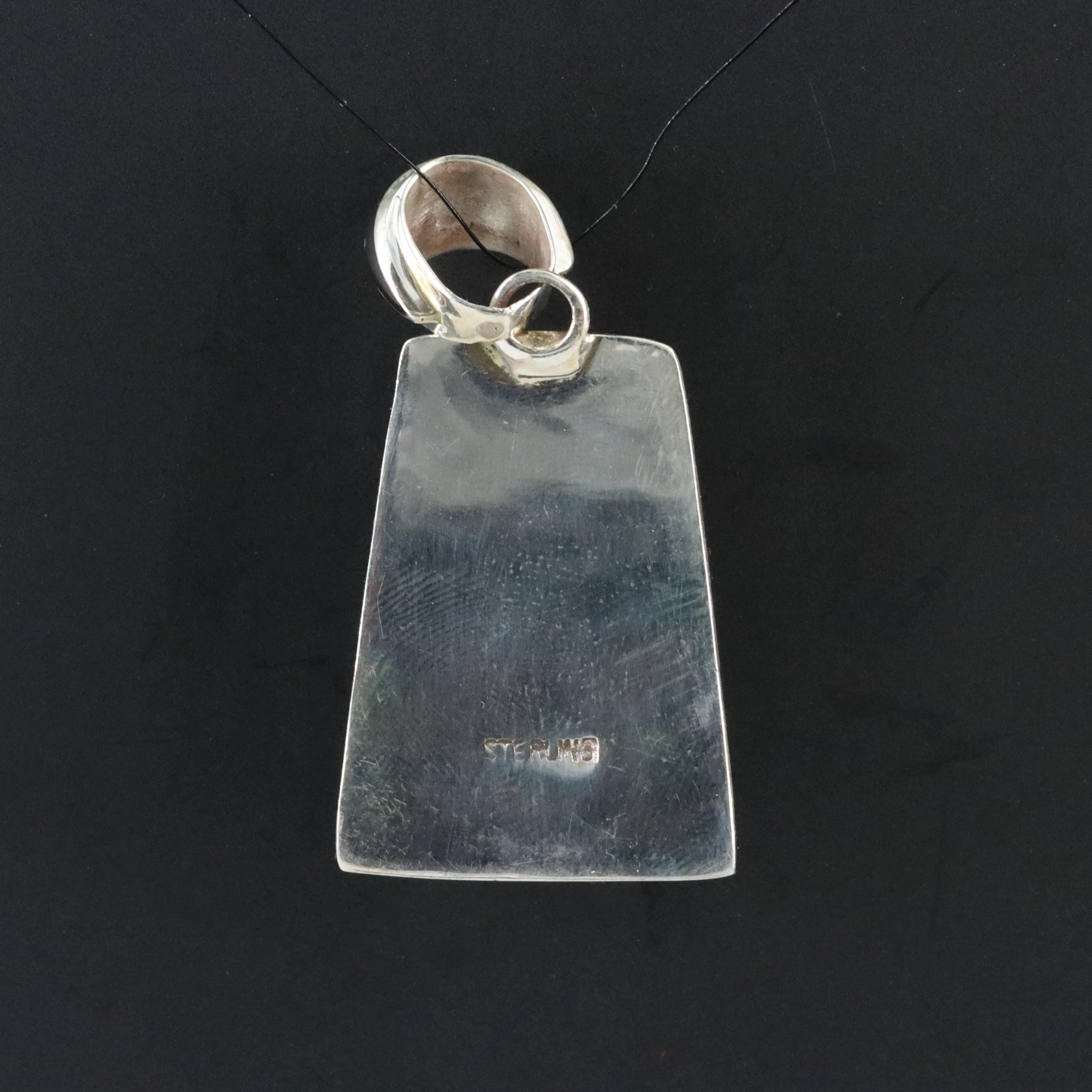 Western Style Sterling Pendant Featuring Opal, Abalone, Mother of Pearl