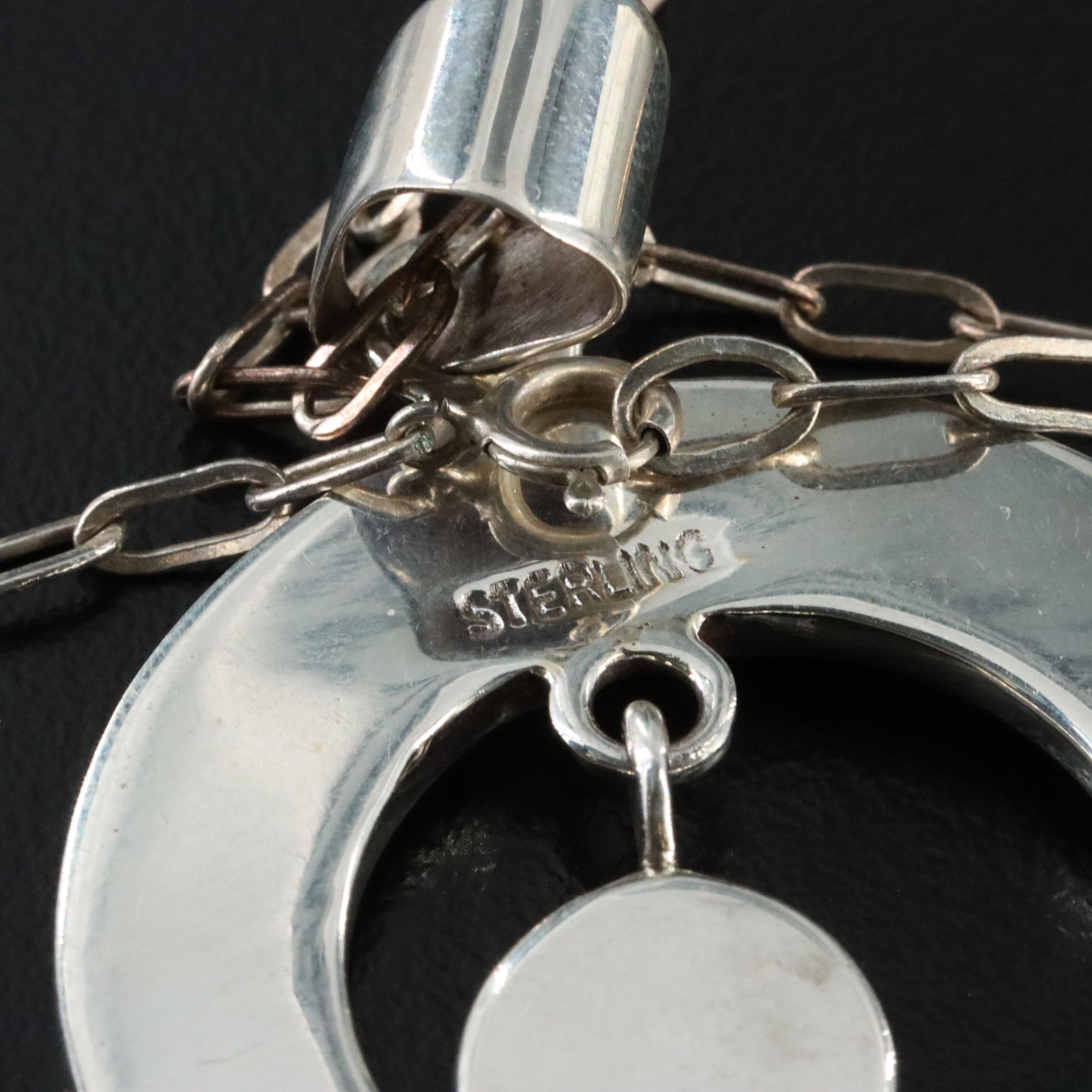 Western Style Sterling Naja Pendant Necklace Feat. Mother of Pearl, Opal, Coral